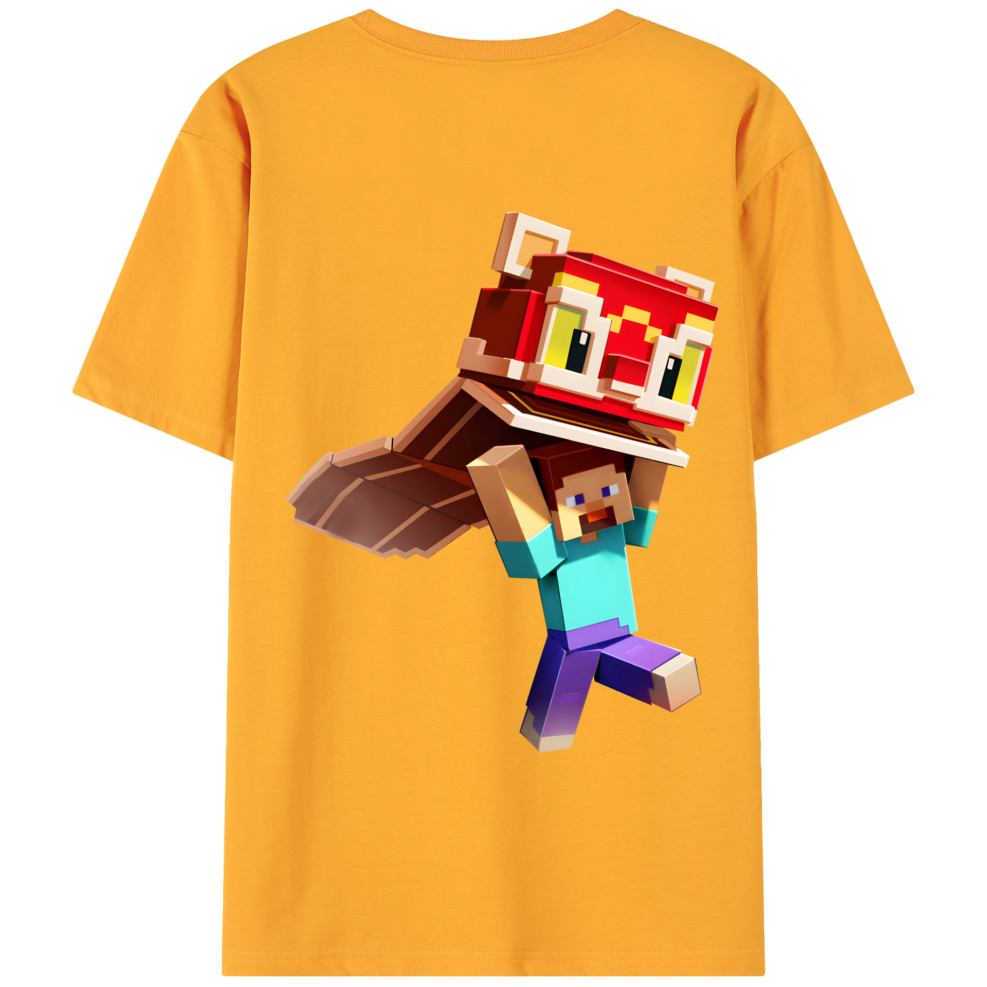 （画像用） マインクラフト ブロックの世界 Minecraft MC Block world 綿100％ メンズ半袖Tシャツ（バックプリント） 通気性