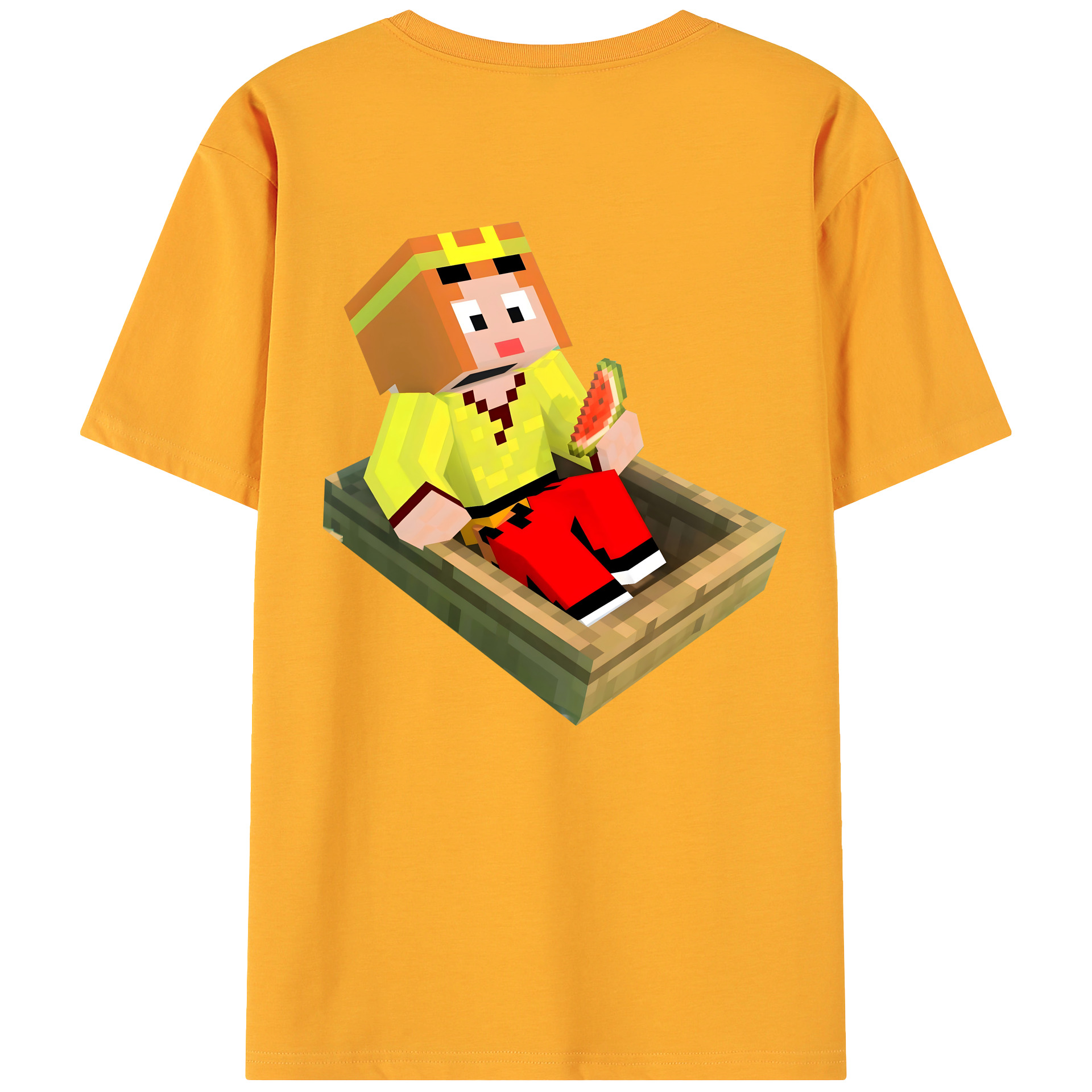 （画像用） マインクラフト ブロックの世界 Minecraft MC Block world 綿100％ メンズ半袖Tシャツ（バックプリント） 通気性