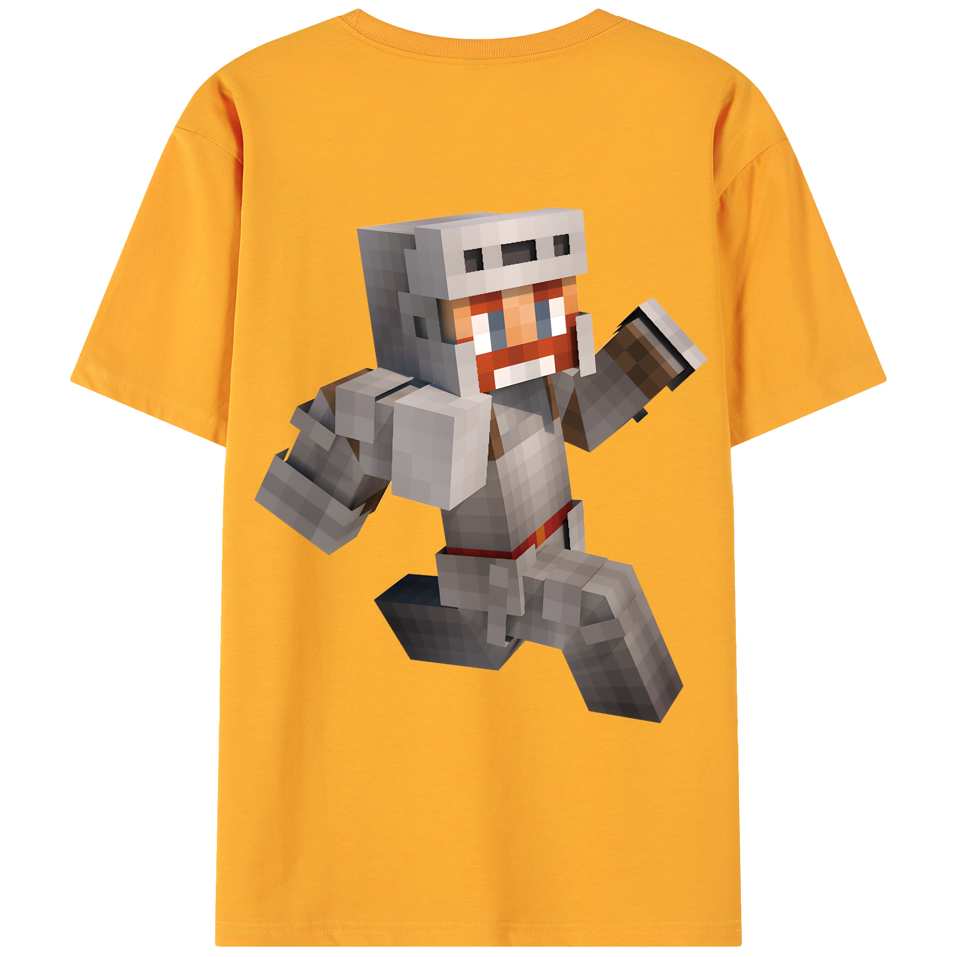 （画像用） マインクラフト ブロックの世界 Minecraft MC Block world 綿100％ メンズ半袖Tシャツ（バックプリント） 通気性
