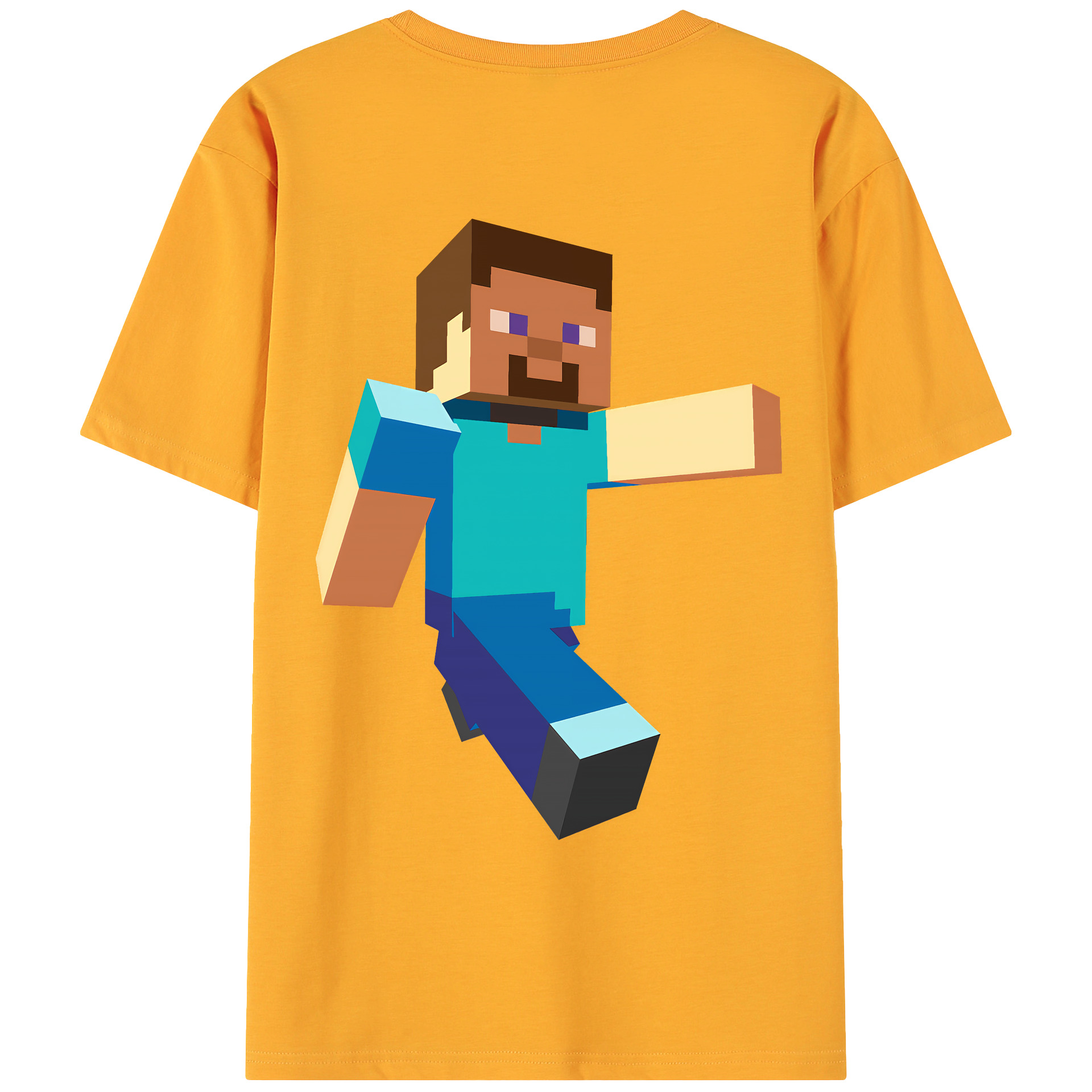 （画像用） マインクラフト ブロックの世界 Minecraft MC Block world 綿100％ メンズ半袖Tシャツ（バックプリント） 通気性