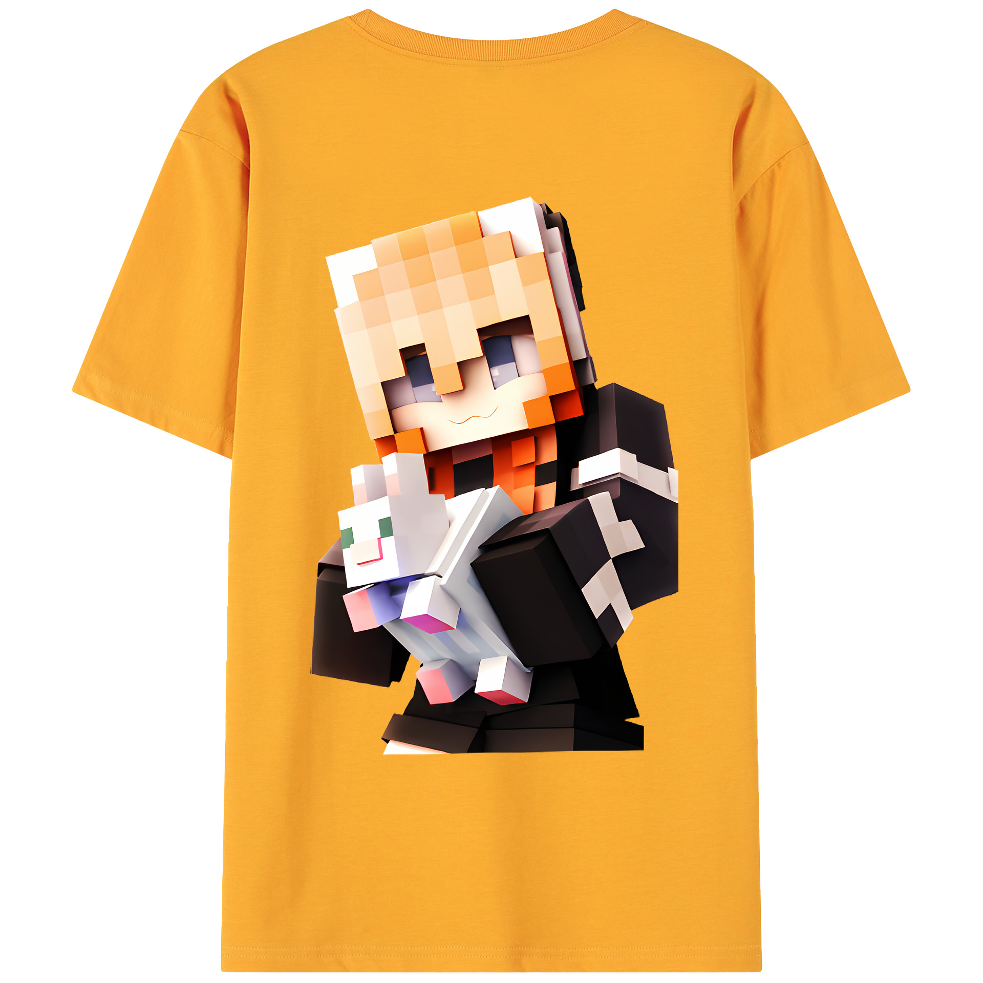 （画像用） マインクラフト ブロックの世界 Minecraft MC Block world 綿100％ メンズ半袖Tシャツ（バックプリント） 通気性