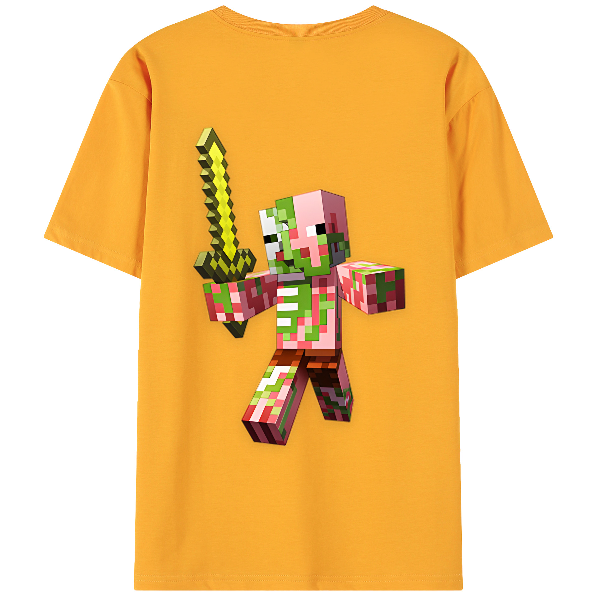 （画像用） マインクラフト ブロックの世界 Minecraft MC Block world 綿100％ メンズ半袖Tシャツ（バックプリント） 通気性
