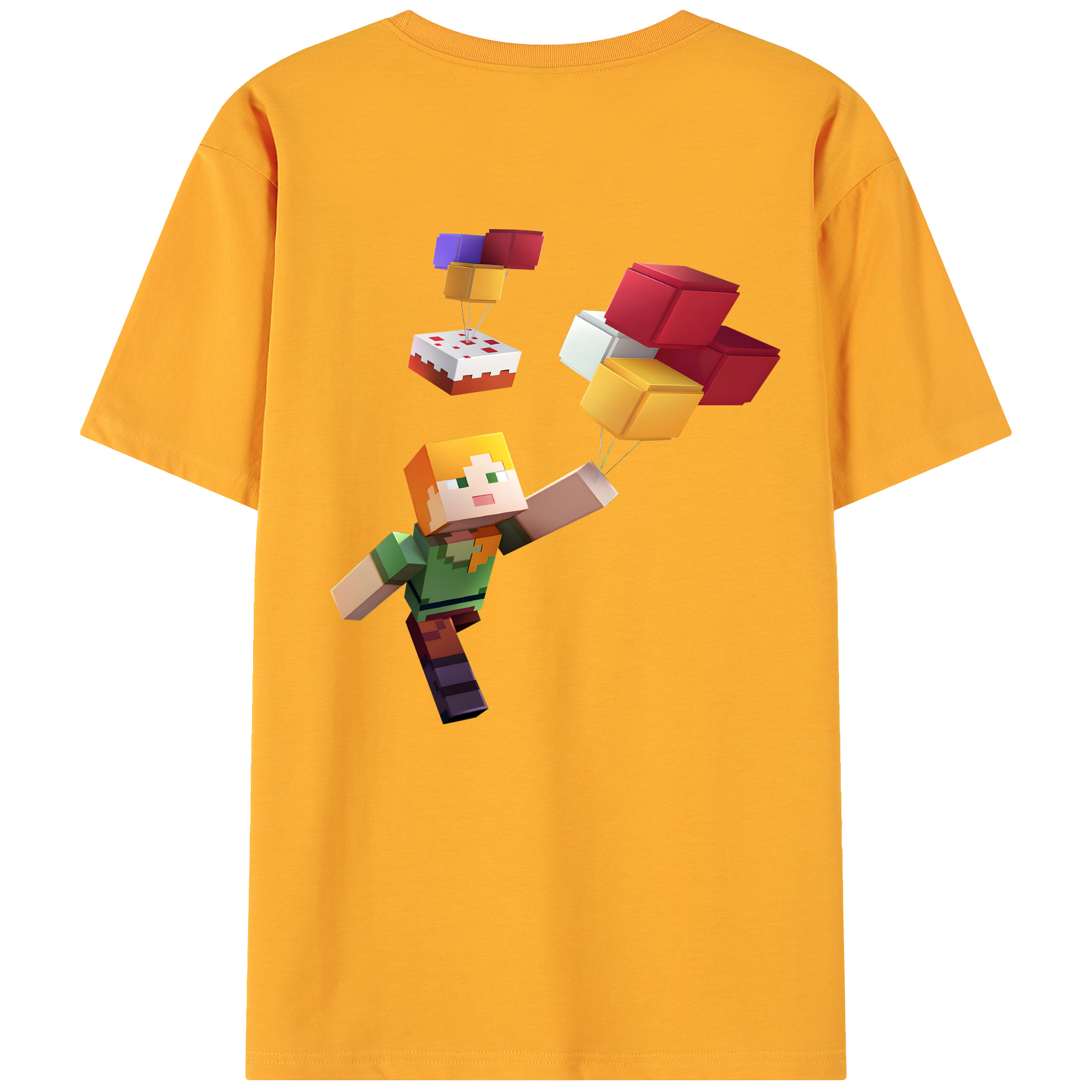 （画像用） マインクラフト ブロックの世界 Minecraft MC Block world 綿100％ メンズ半袖Tシャツ（バックプリント） 通気性