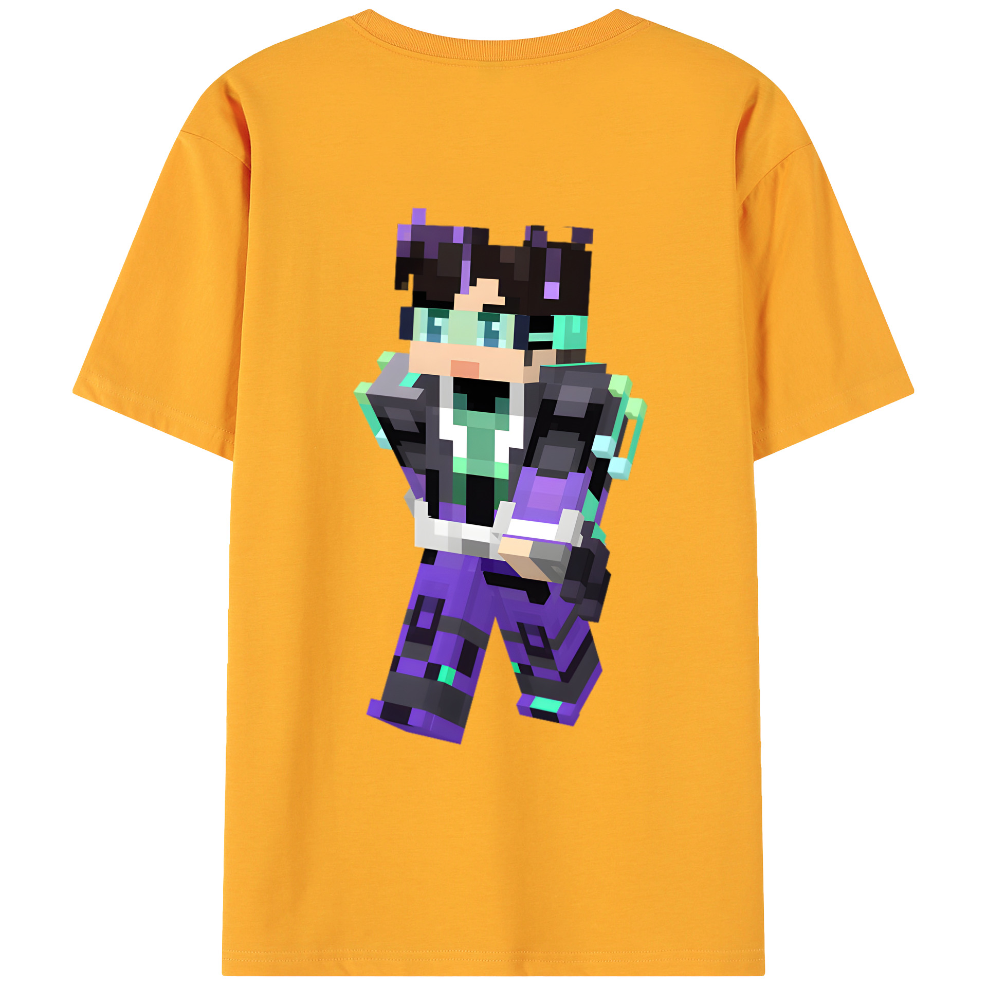 （画像用） マインクラフト ブロックの世界 Minecraft MC Block world 綿100％ メンズ半袖Tシャツ（バックプリント） 通気性