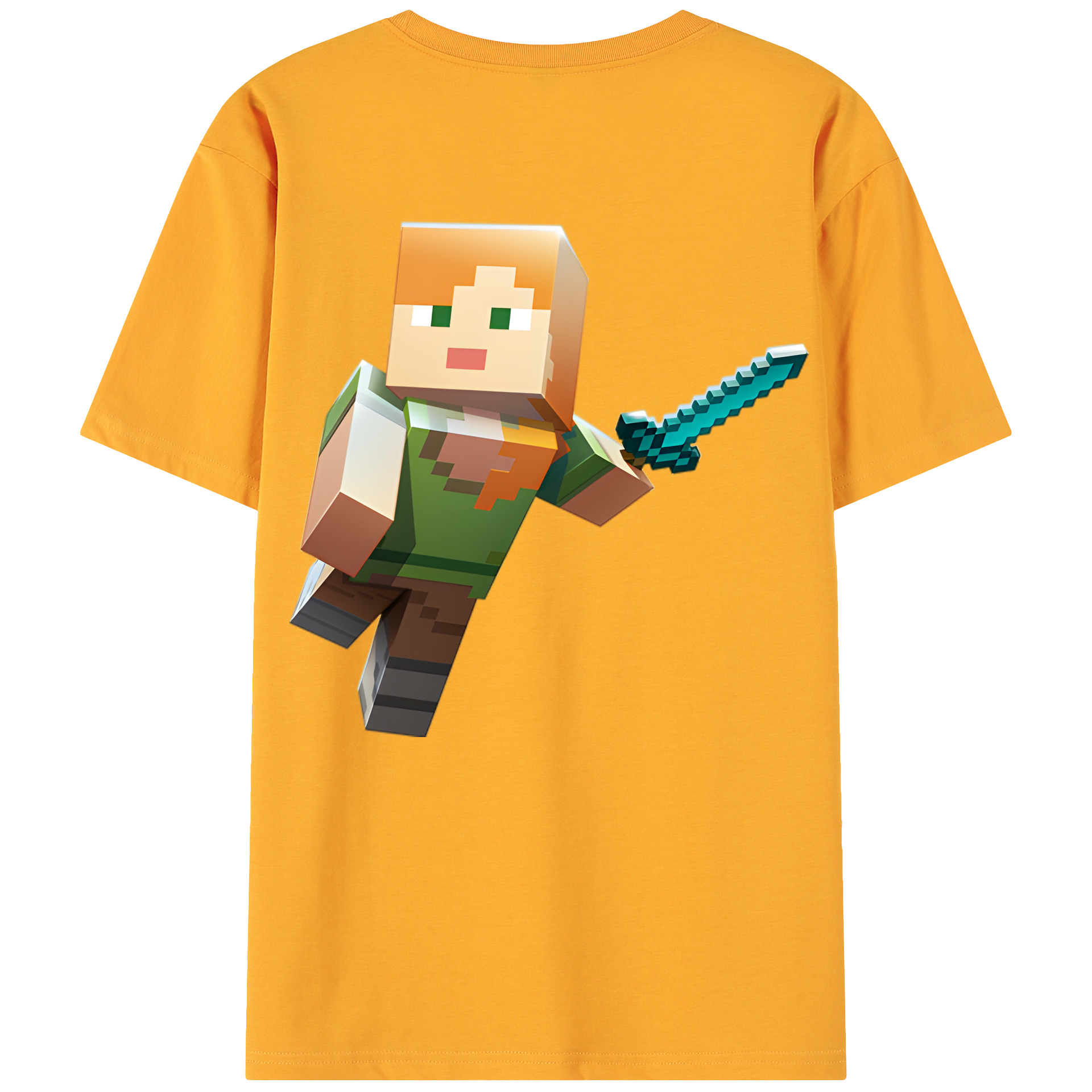（画像用） マインクラフト ブロックの世界 Minecraft MC Block world 綿100％ メンズ半袖Tシャツ（バックプリント） 通気性