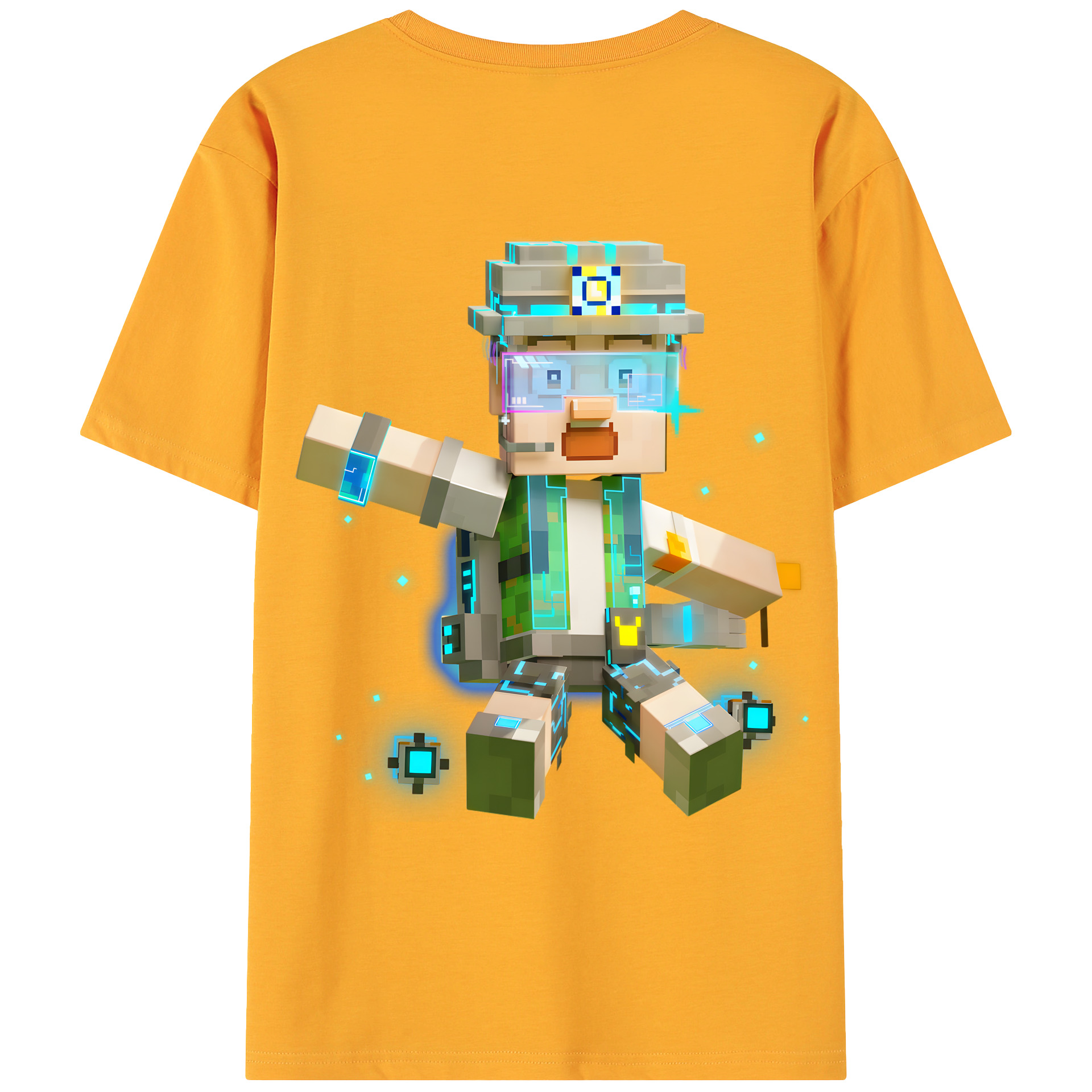 （画像用） マインクラフト ブロックの世界 Minecraft MC Block world 綿100％ メンズ半袖Tシャツ（バックプリント） 通気性