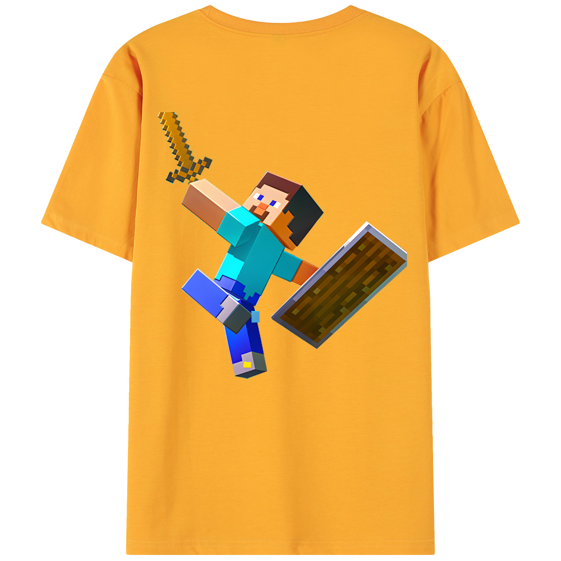 （画像用） マインクラフト ブロックの世界 Minecraft MC Block world 綿100％ メンズ半袖Tシャツ（バックプリント） 通気性