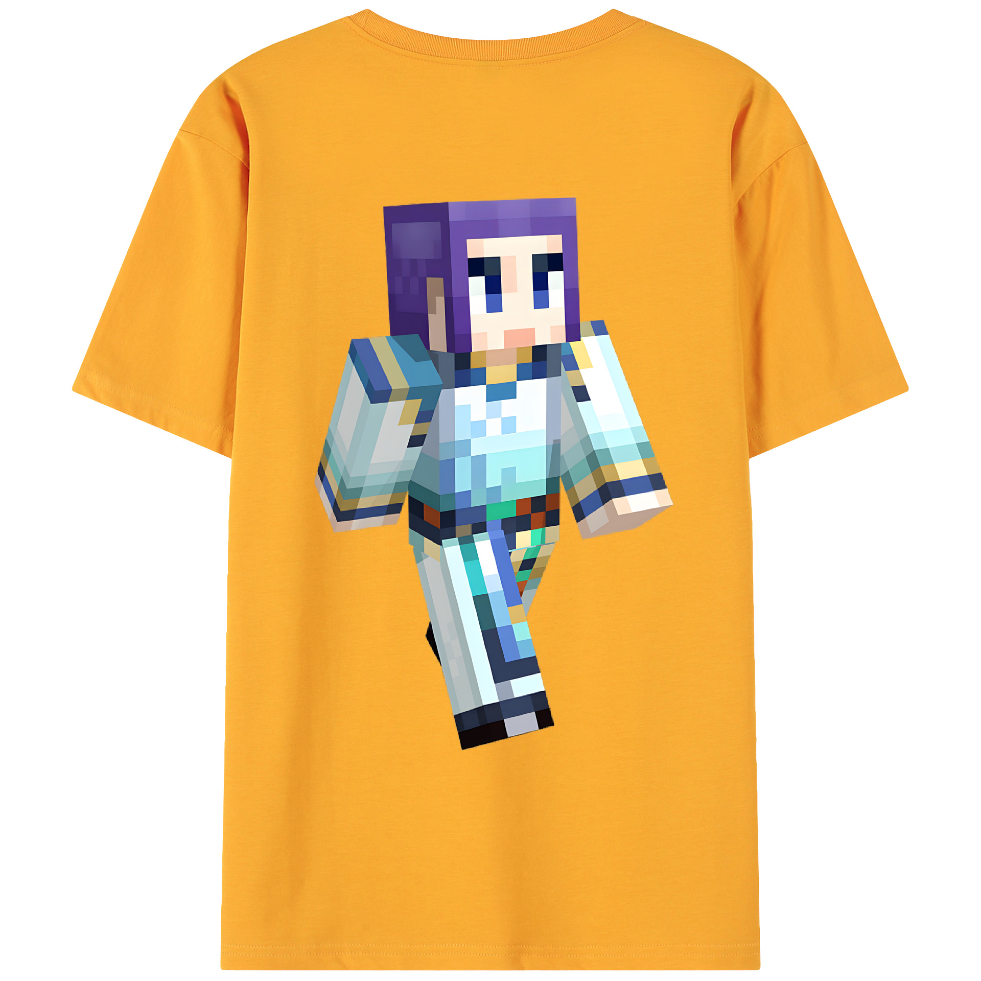 （画像用） マインクラフト ブロックの世界 Minecraft MC Block world 綿100％ メンズ半袖Tシャツ（バックプリント） 通気性