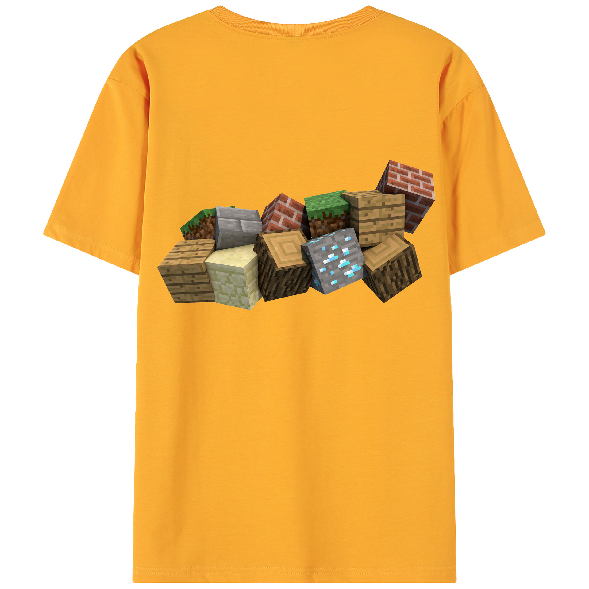 （画像用） マインクラフト ブロックの世界 Minecraft MC Block world 綿100％ メンズ半袖Tシャツ（バックプリント） 通気性