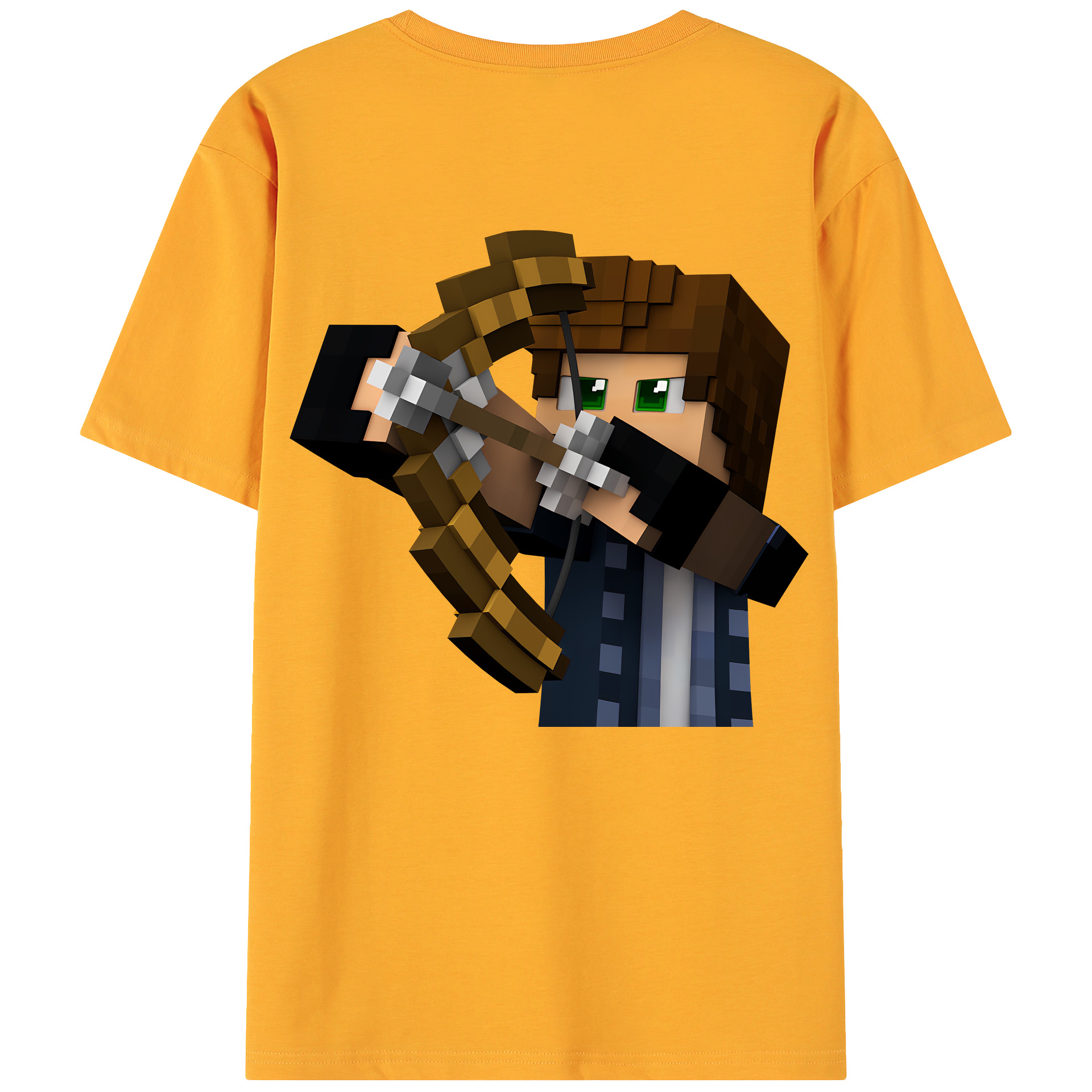 （画像用） マインクラフト ブロックの世界 Minecraft MC Block world 綿100％ メンズ半袖Tシャツ（バックプリント） 通気性