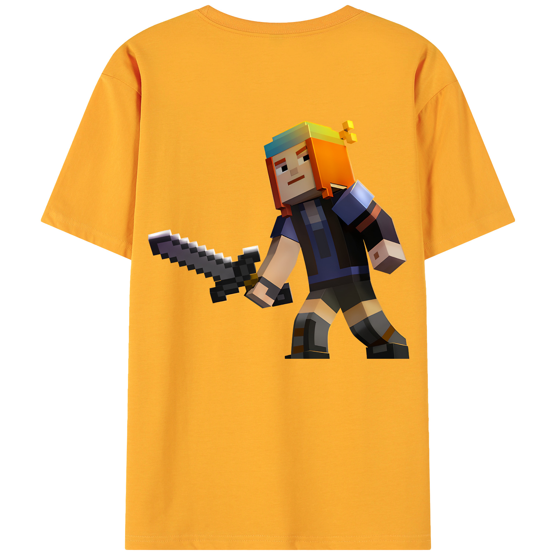 （画像用） マインクラフト ブロックの世界 Minecraft MC Block world 綿100％ メンズ半袖Tシャツ（バックプリント） 通気性