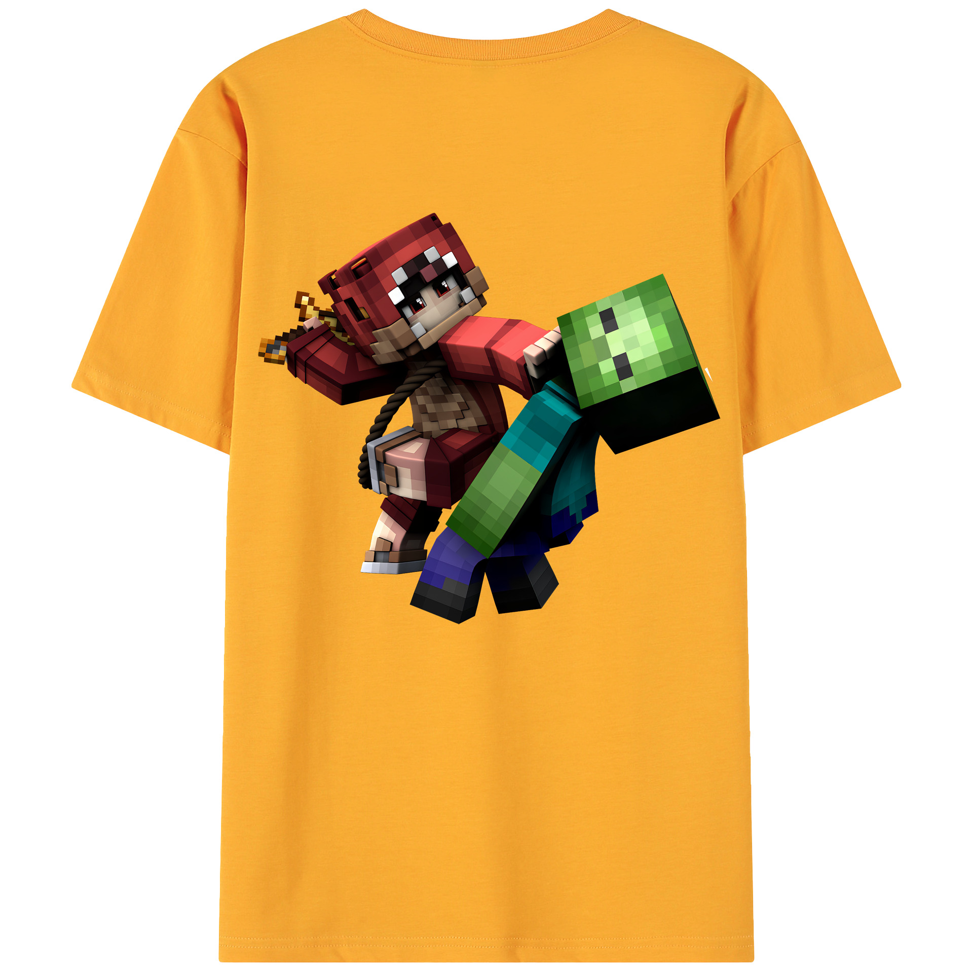 （画像用） マインクラフト ブロックの世界 Minecraft MC Block world 綿100％ メンズ半袖Tシャツ（バックプリント） 通気性