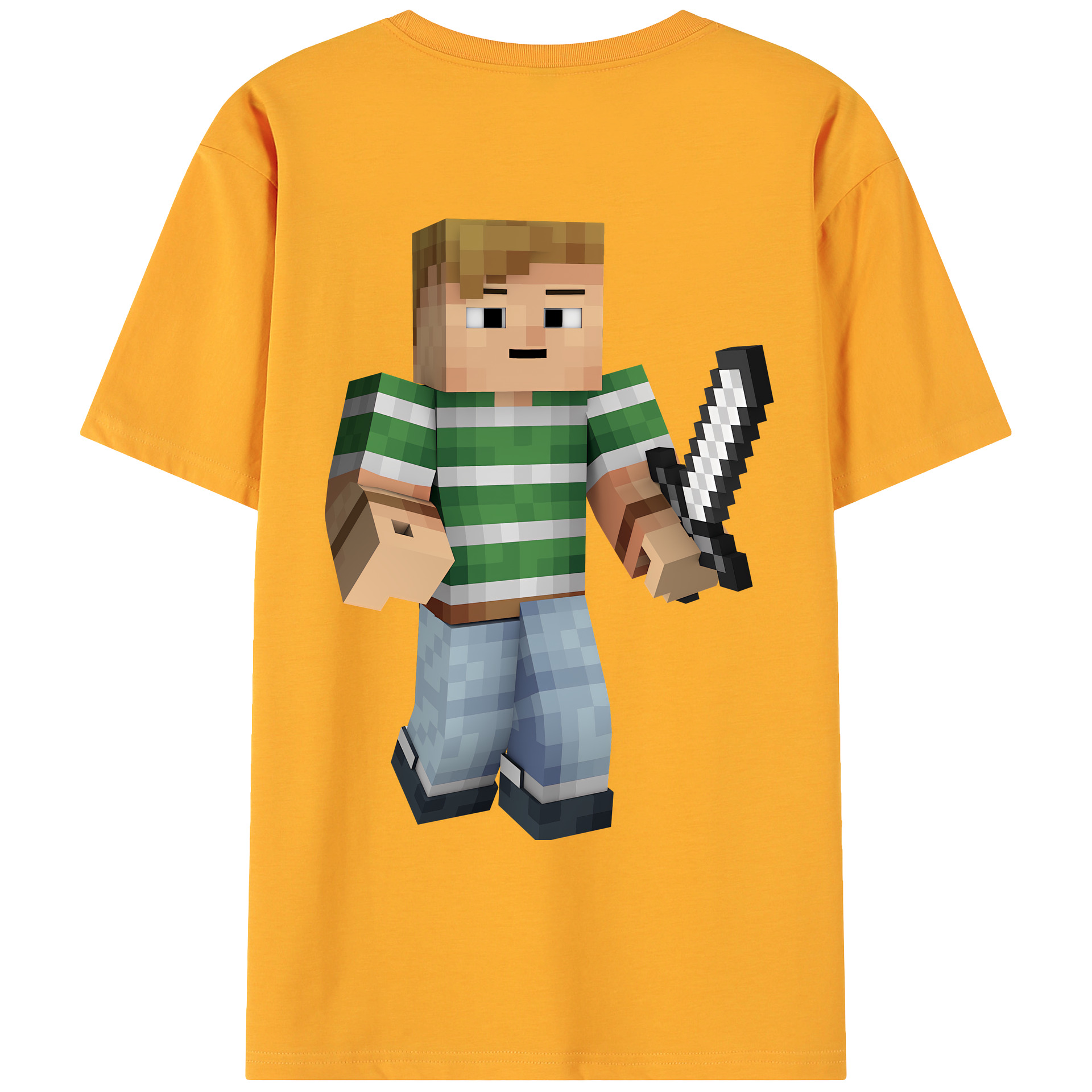 （画像用） マインクラフト ブロックの世界 Minecraft MC Block world 綿100％ メンズ半袖Tシャツ（バックプリント） 通気性