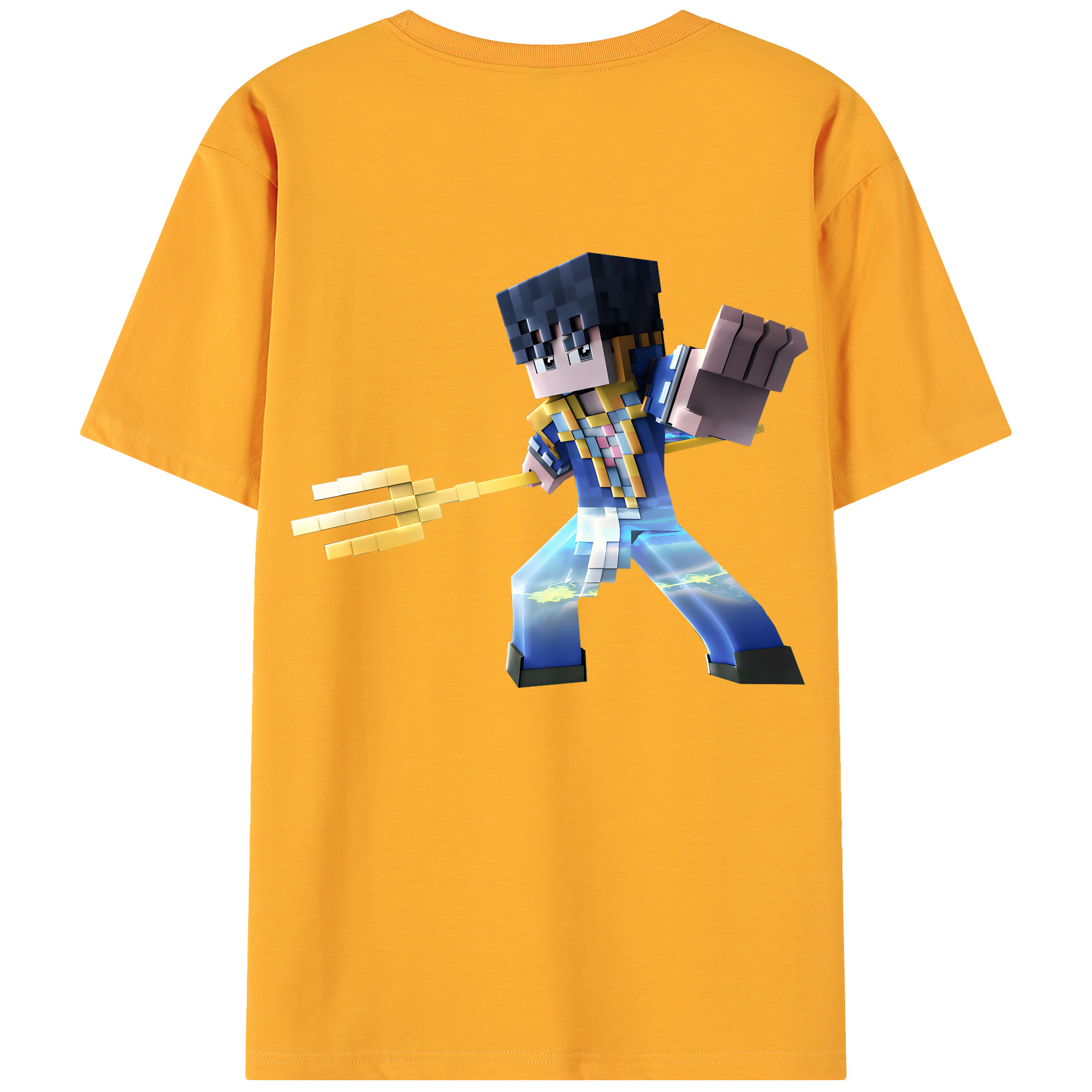 （画像用） マインクラフト ブロックの世界 Minecraft MC Block world 綿100％ メンズ半袖Tシャツ（バックプリント） 通気性