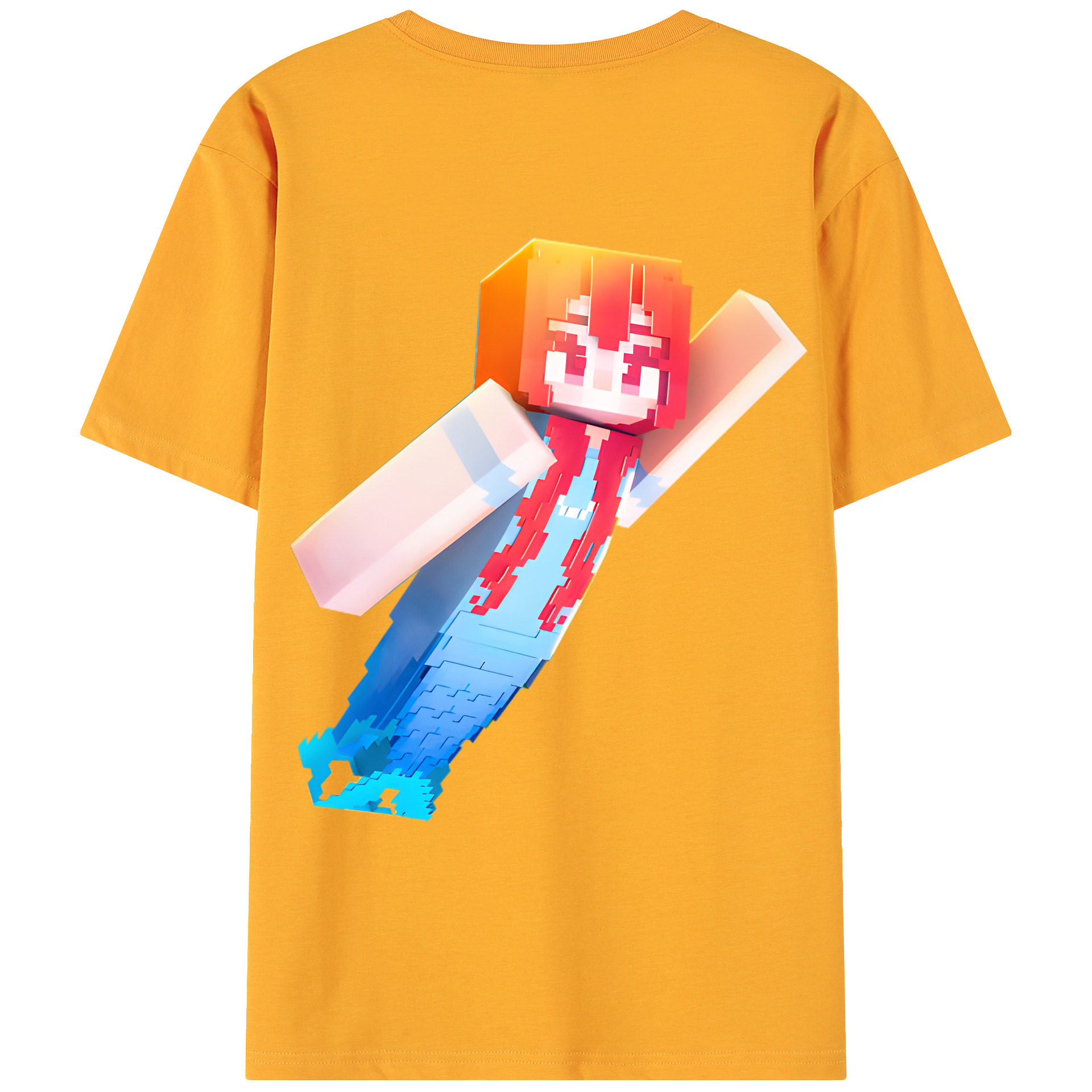 （画像用） マインクラフト ブロックの世界 Minecraft MC Block world 綿100％ メンズ半袖Tシャツ（バックプリント） 通気性