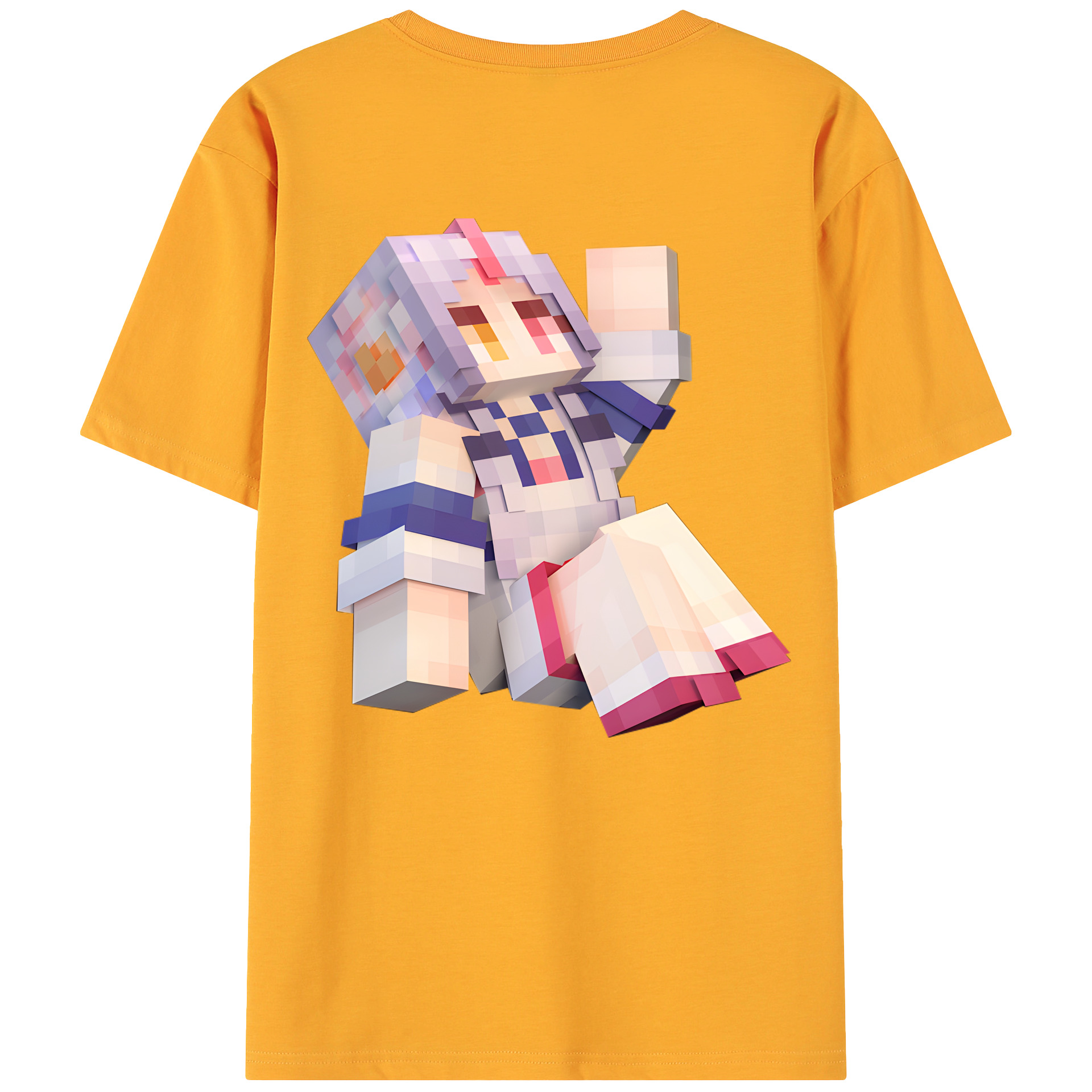 （画像用） マインクラフト ブロックの世界 Minecraft MC Block world 綿100％ メンズ半袖Tシャツ（バックプリント） 通気性