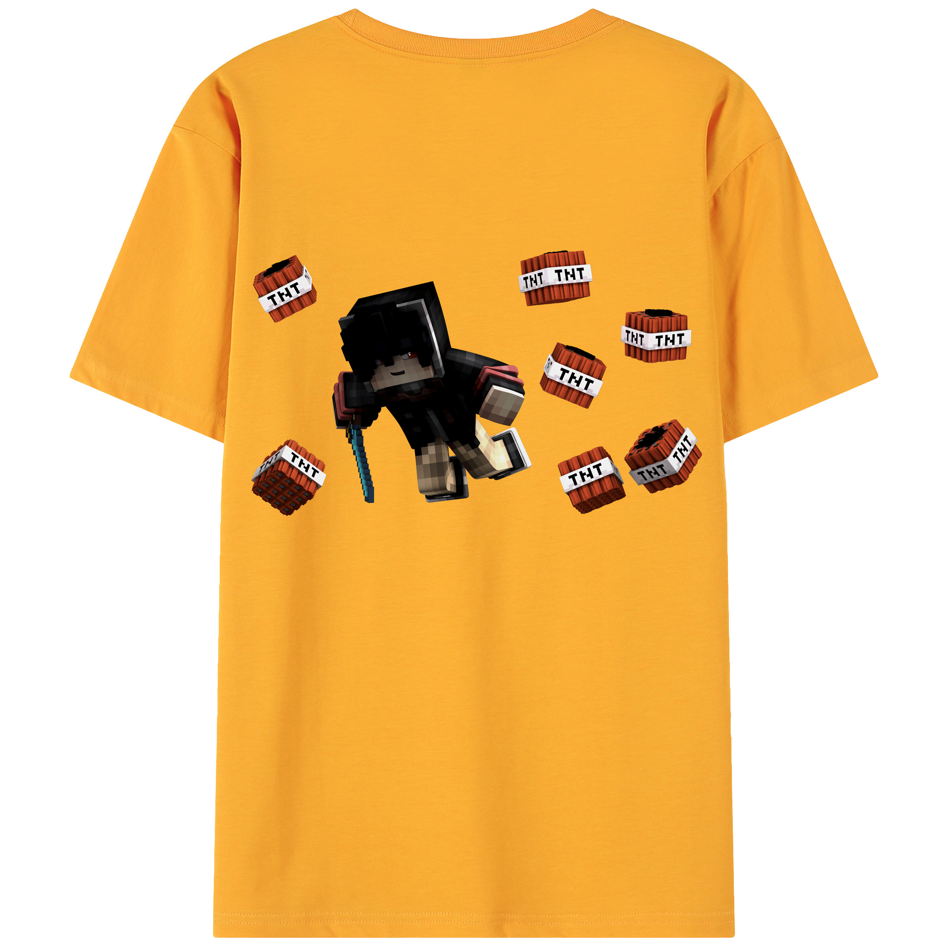 （画像用） マインクラフト ブロックの世界 Minecraft MC Block world 綿100％ メンズ半袖Tシャツ（バックプリント） 通気性