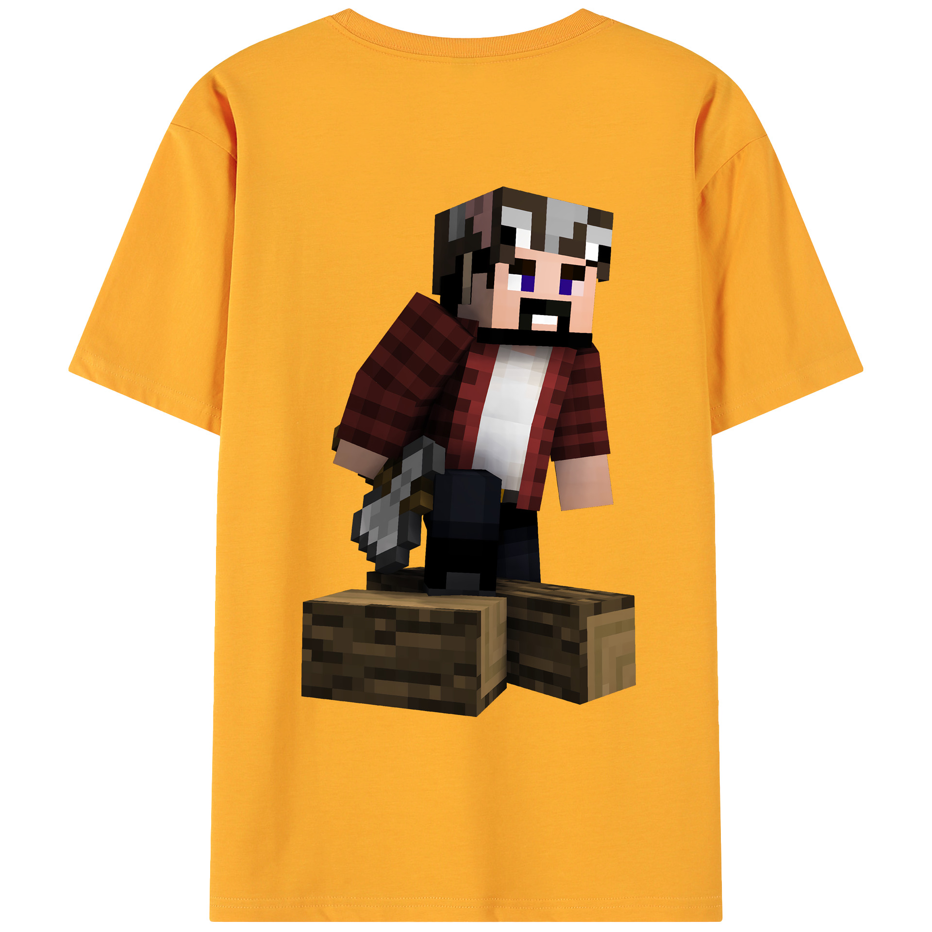 （画像用） マインクラフト ブロックの世界 Minecraft MC Block world 綿100％ メンズ半袖Tシャツ（バックプリント） 通気性