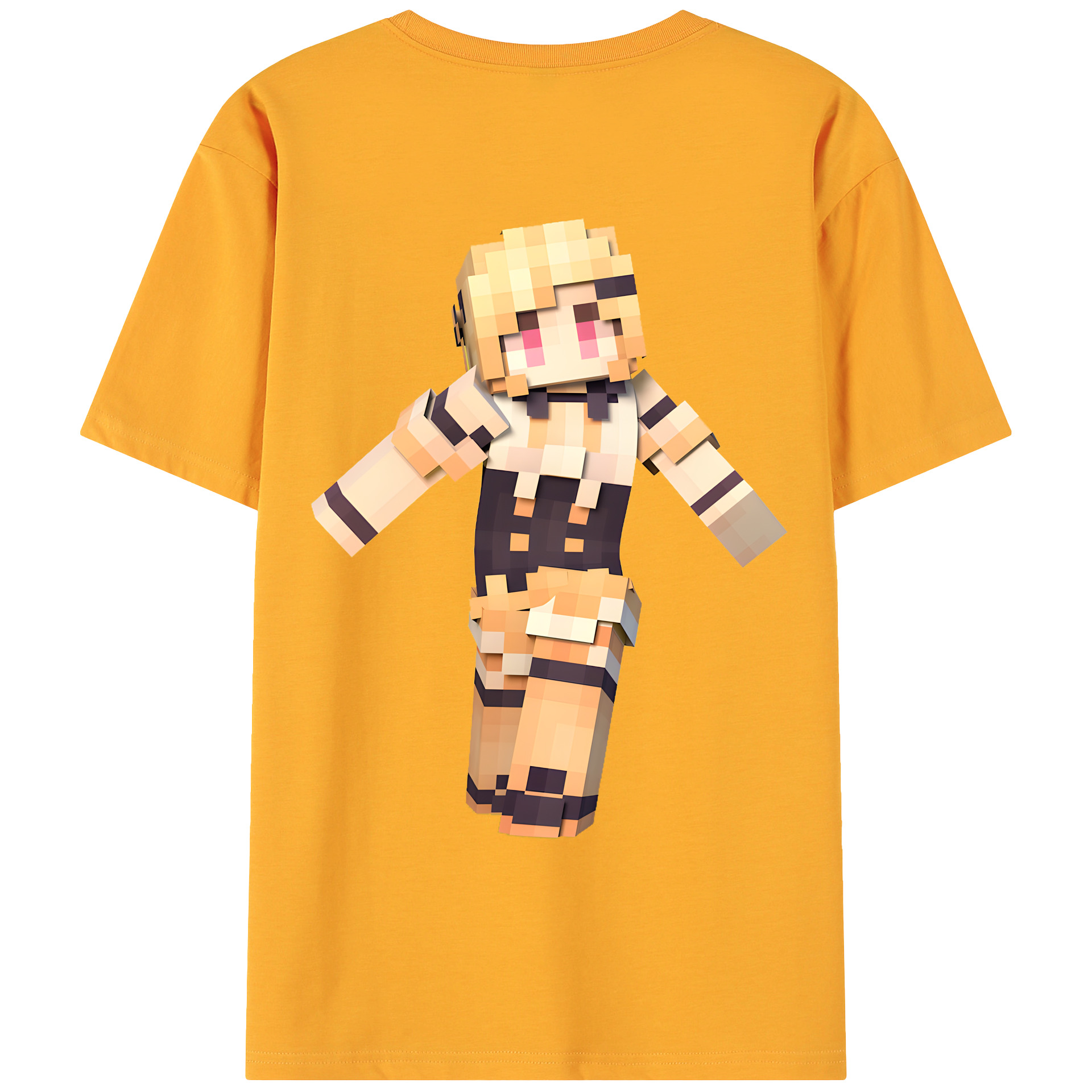 （画像用） マインクラフト ブロックの世界 Minecraft MC Block world 綿100％ メンズ半袖Tシャツ（バックプリント） 通気性