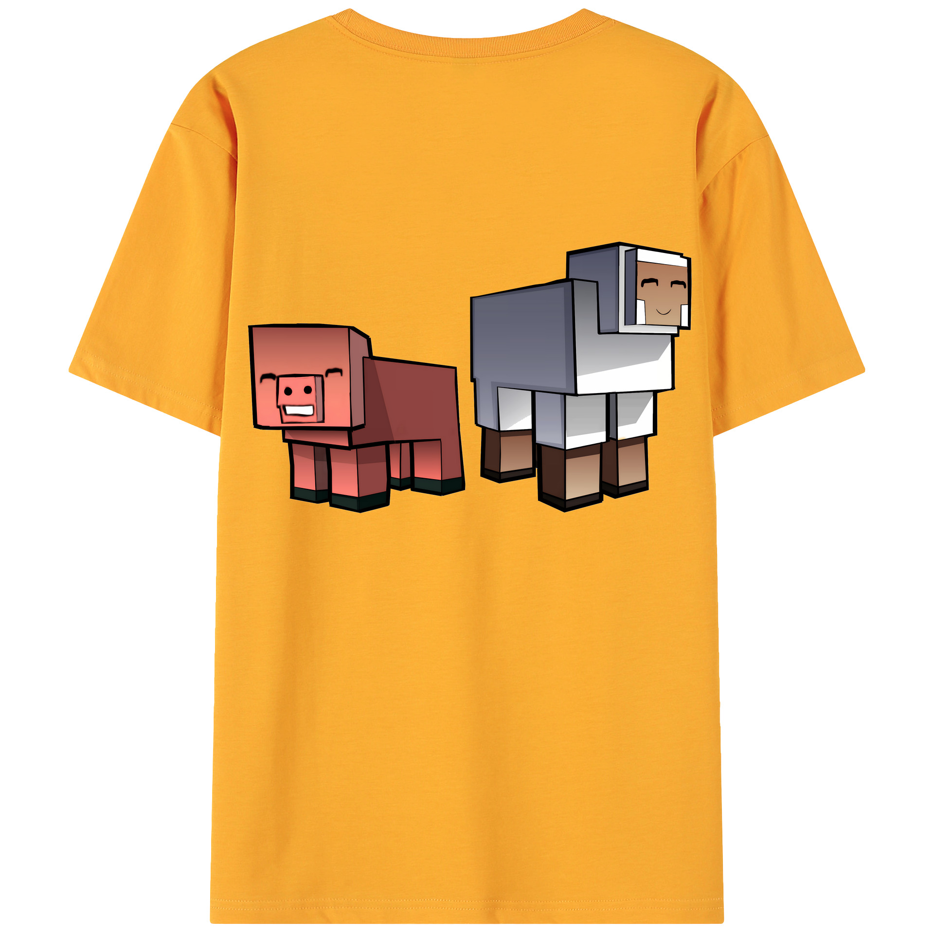 （画像用） マインクラフト ブロックの世界 Minecraft MC Block world 綿100％ メンズ半袖Tシャツ（バックプリント） 通気性