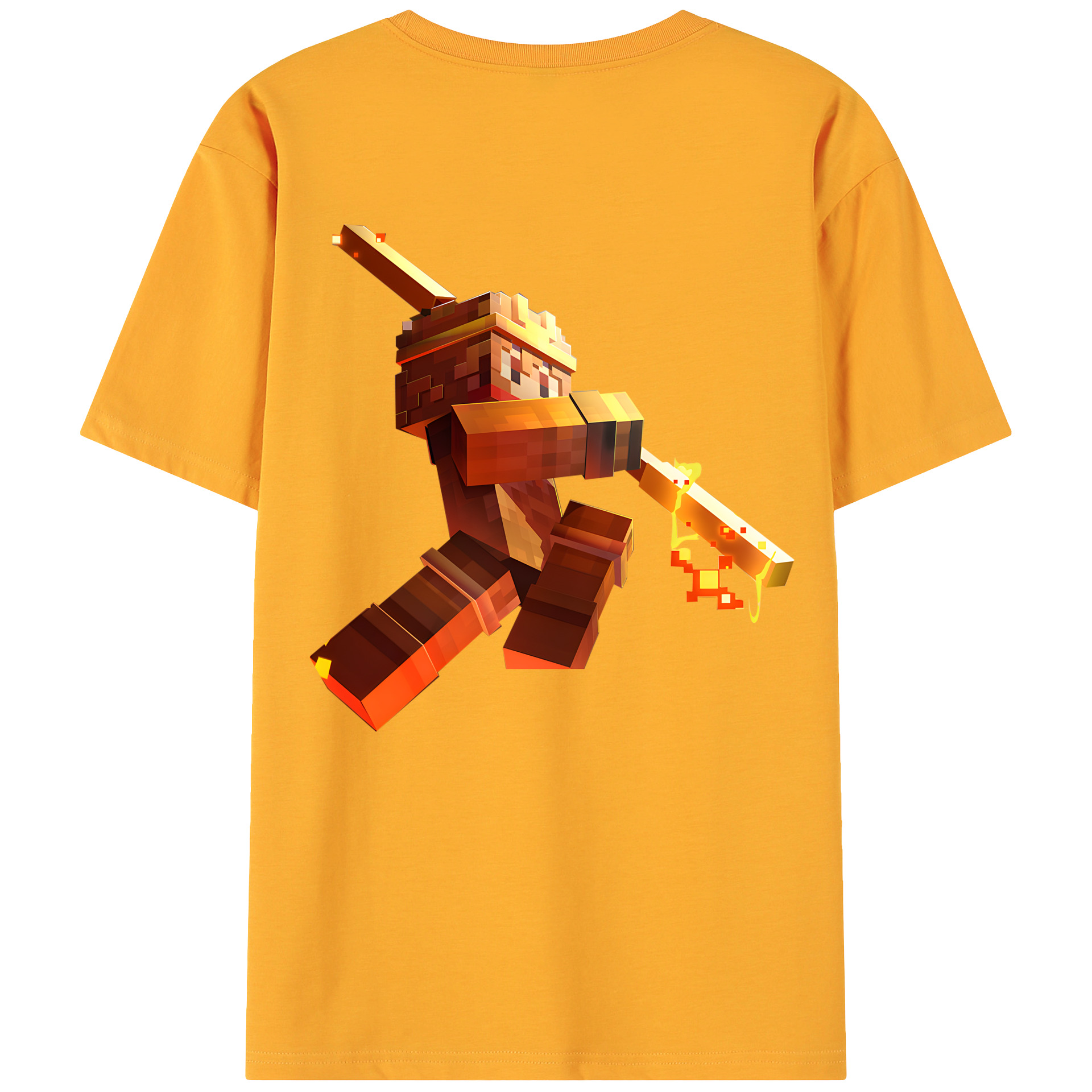 （画像用） マインクラフト ブロックの世界 Minecraft MC Block world 綿100％ メンズ半袖Tシャツ（バックプリント） 通気性