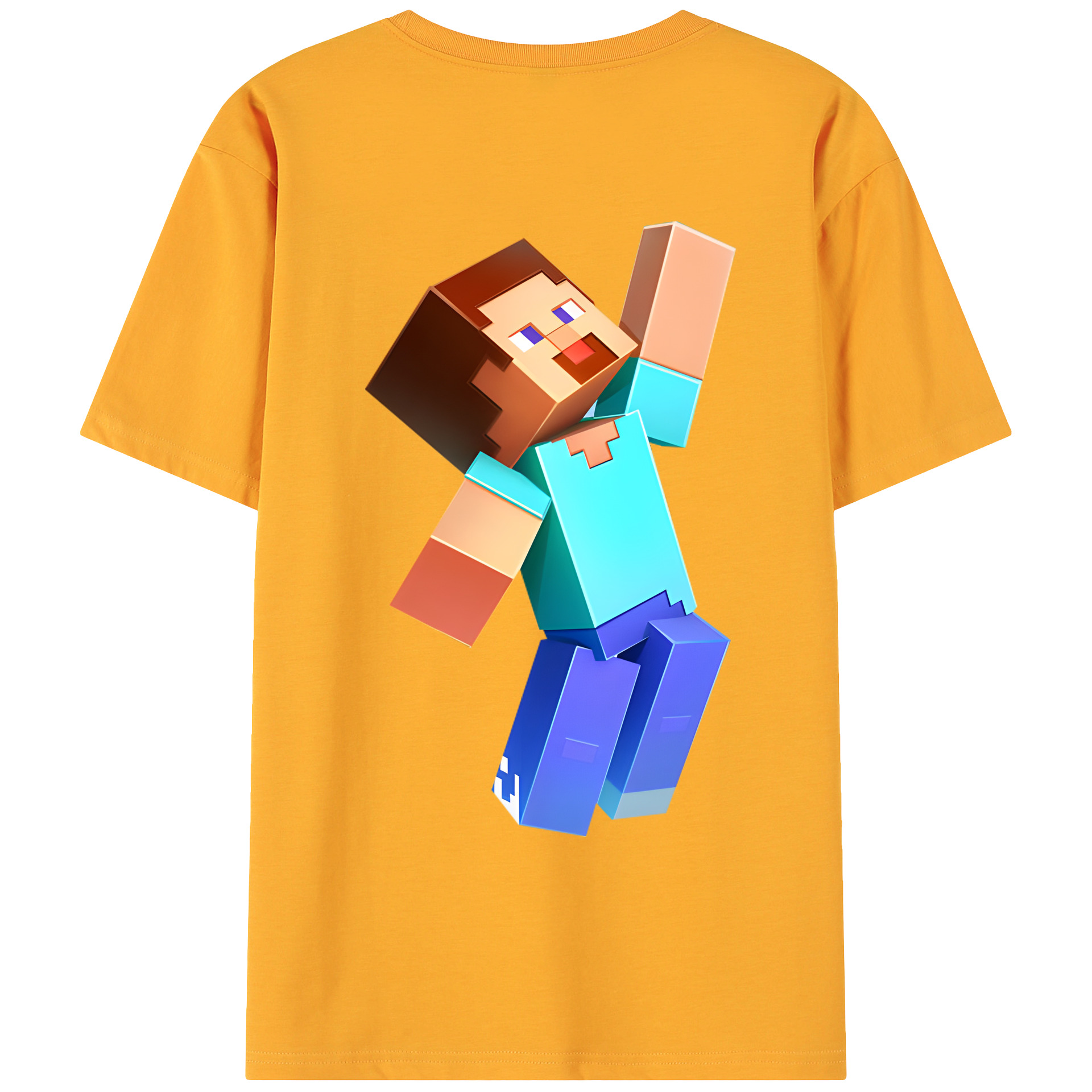 （画像用） マインクラフト ブロックの世界 Minecraft MC Block world 綿100％ メンズ半袖Tシャツ（バックプリント） 通気性