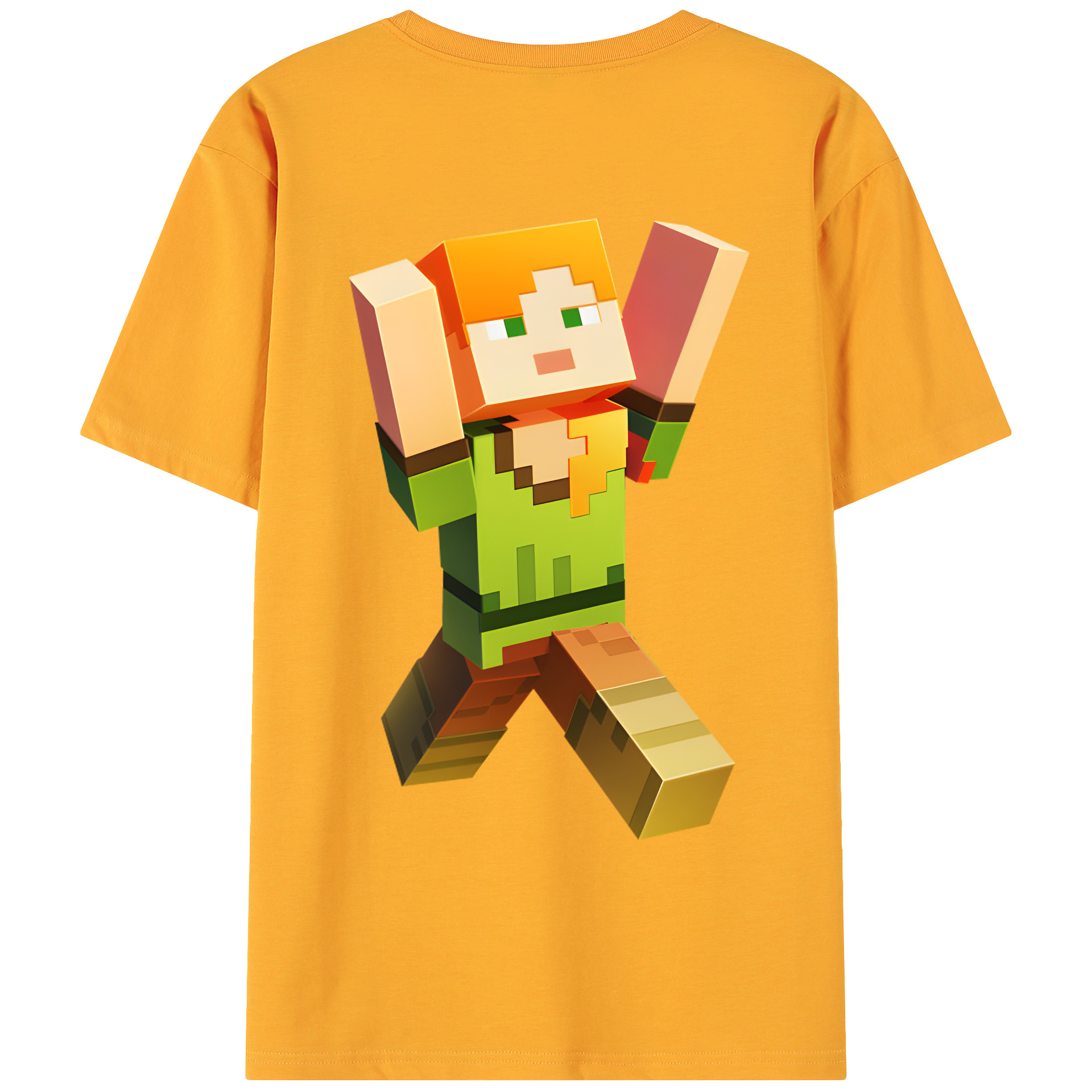 （画像用） マインクラフト ブロックの世界 Minecraft MC Block world 綿100％ メンズ半袖Tシャツ（バックプリント） 通気性