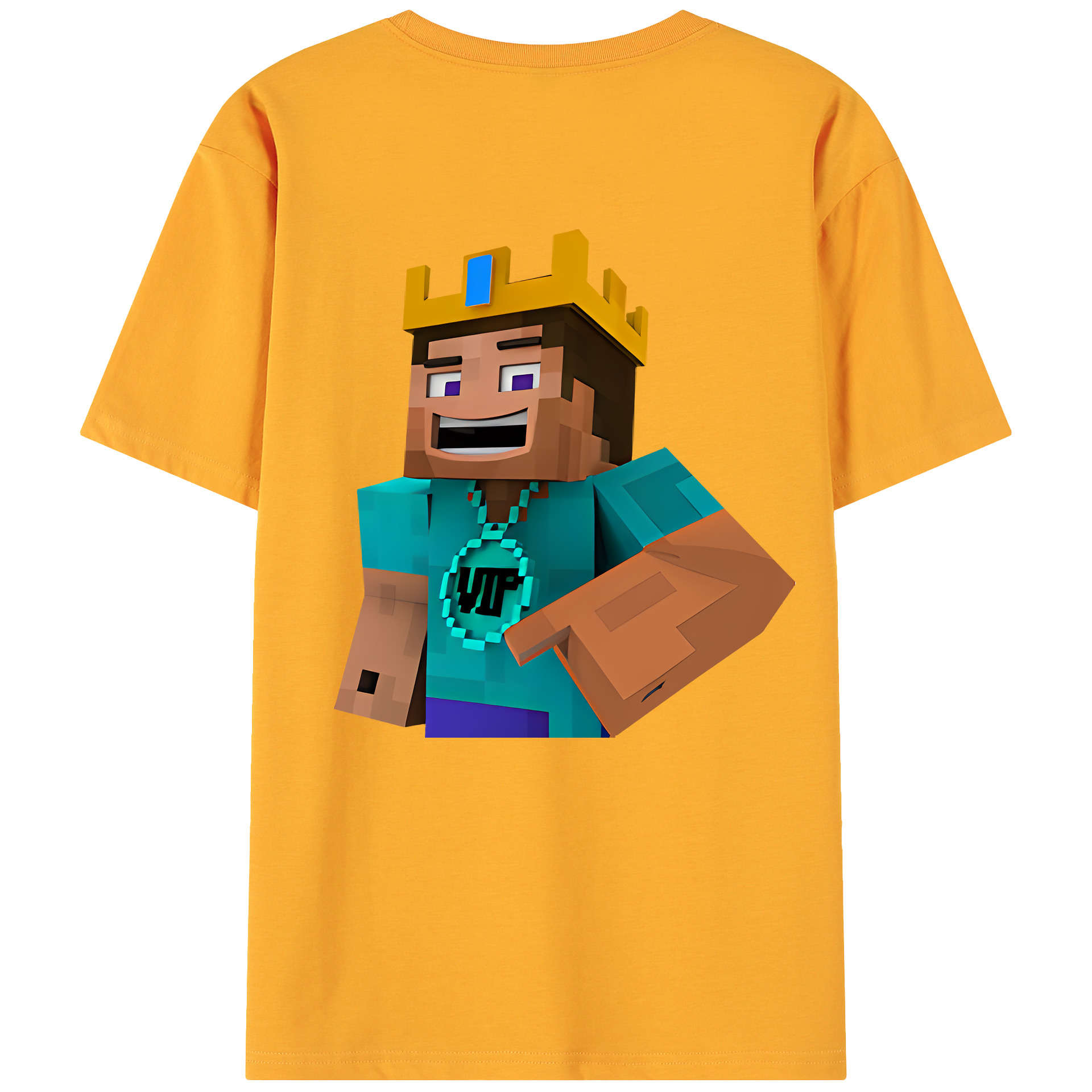 （画像用） マインクラフト ブロックの世界 Minecraft MC Block world 綿100％ メンズ半袖Tシャツ（バックプリント） 通気性