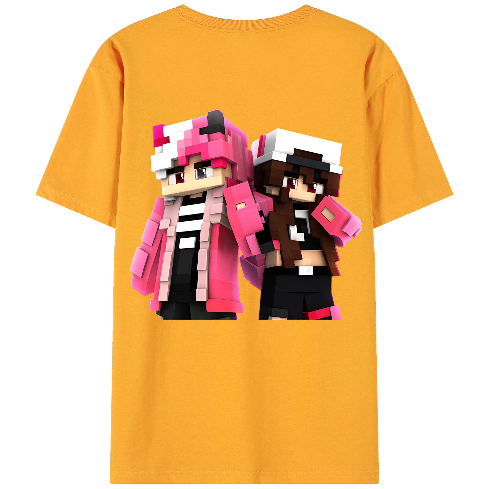 （画像用） マインクラフト ブロックの世界 Minecraft MC Block world 綿100％ メンズ半袖Tシャツ（バックプリント） 通気性