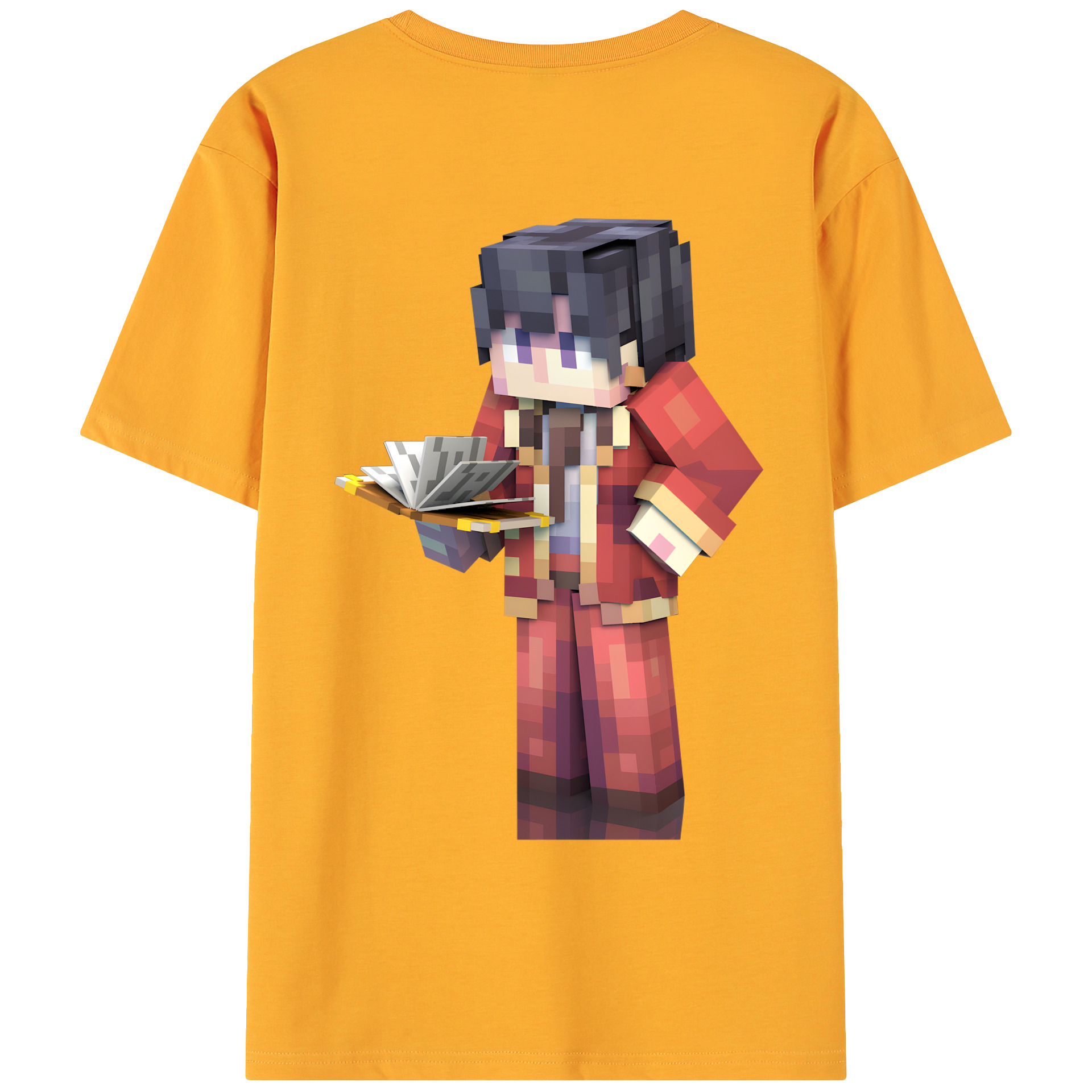 （画像用） マインクラフト ブロックの世界 Minecraft MC Block world 綿100％ メンズ半袖Tシャツ（バックプリント） 通気性