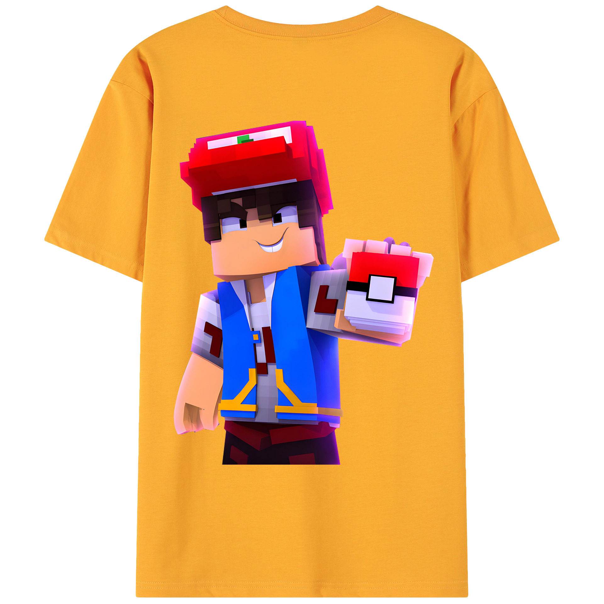 （画像用） マインクラフト ブロックの世界 Minecraft MC Block world 綿100％ メンズ半袖Tシャツ（バックプリント） 通気性