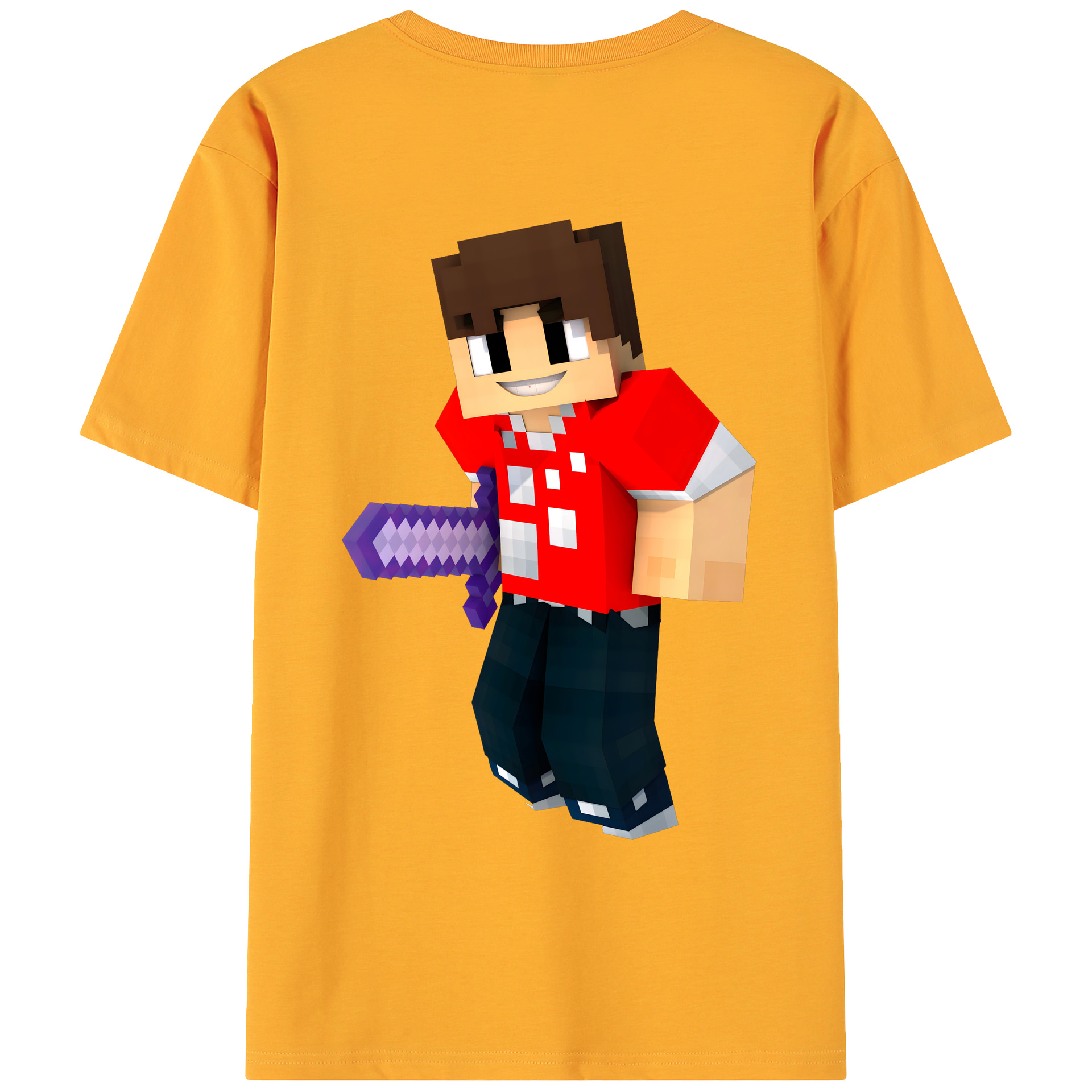 （画像用） マインクラフト ブロックの世界 Minecraft MC Block world 綿100％ メンズ半袖Tシャツ（バックプリント） 通気性