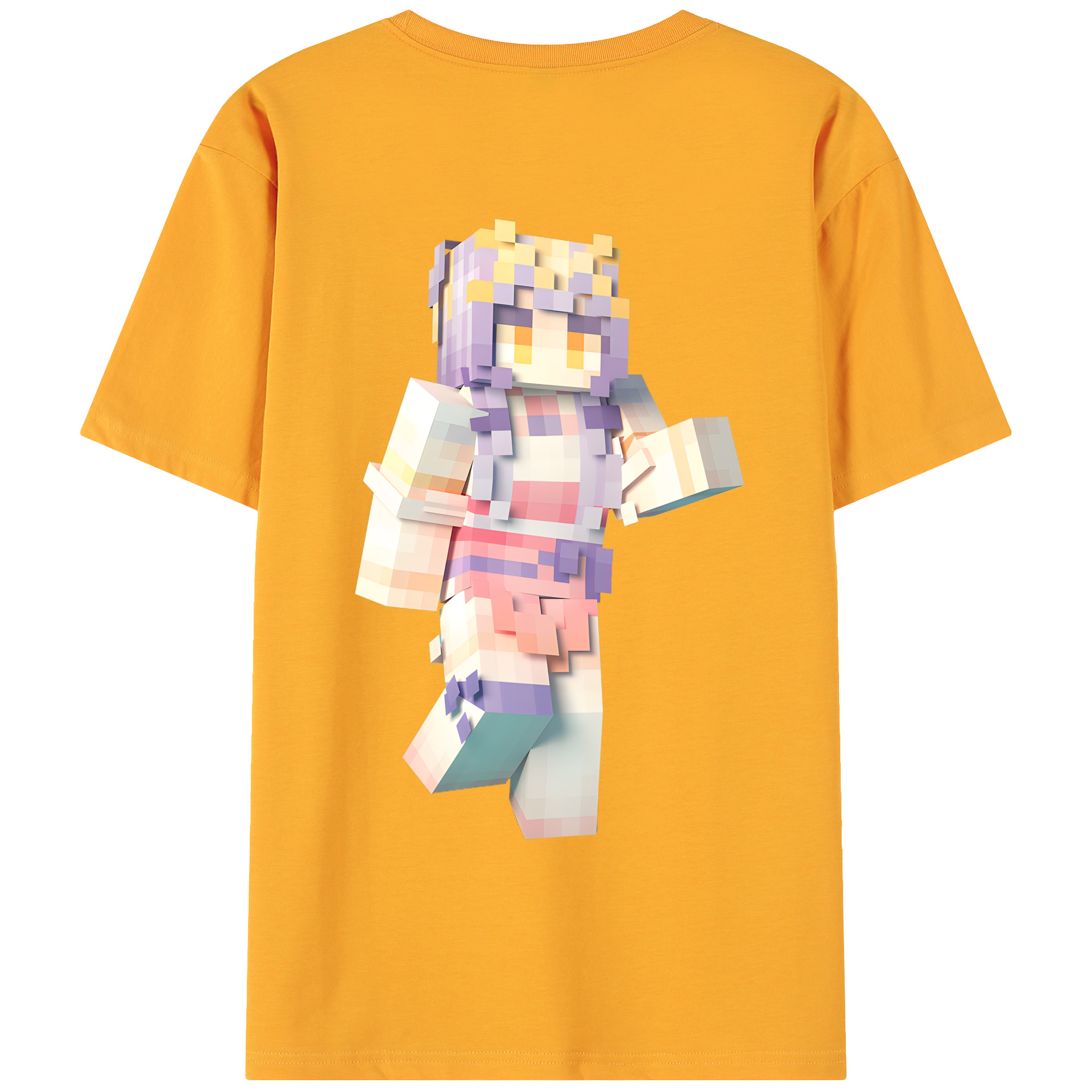 （画像用） マインクラフト ブロックの世界 Minecraft MC Block world 綿100％ メンズ半袖Tシャツ（バックプリント） 通気性