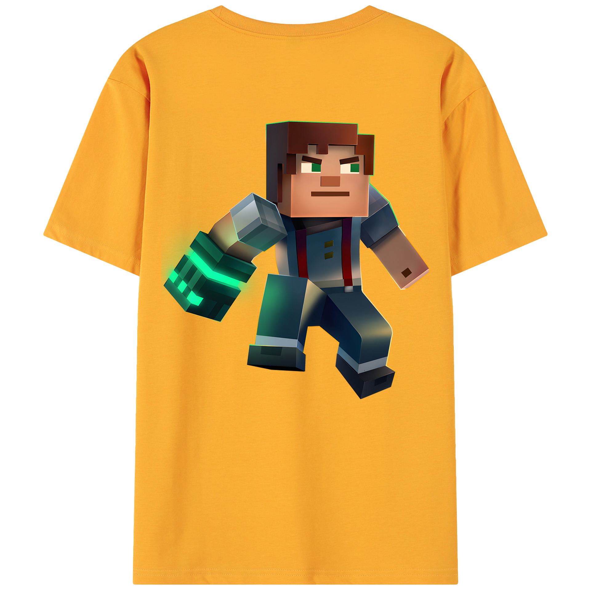 （画像用） マインクラフト ブロックの世界 Minecraft MC Block world 綿100％ メンズ半袖Tシャツ（バックプリント） 通気性