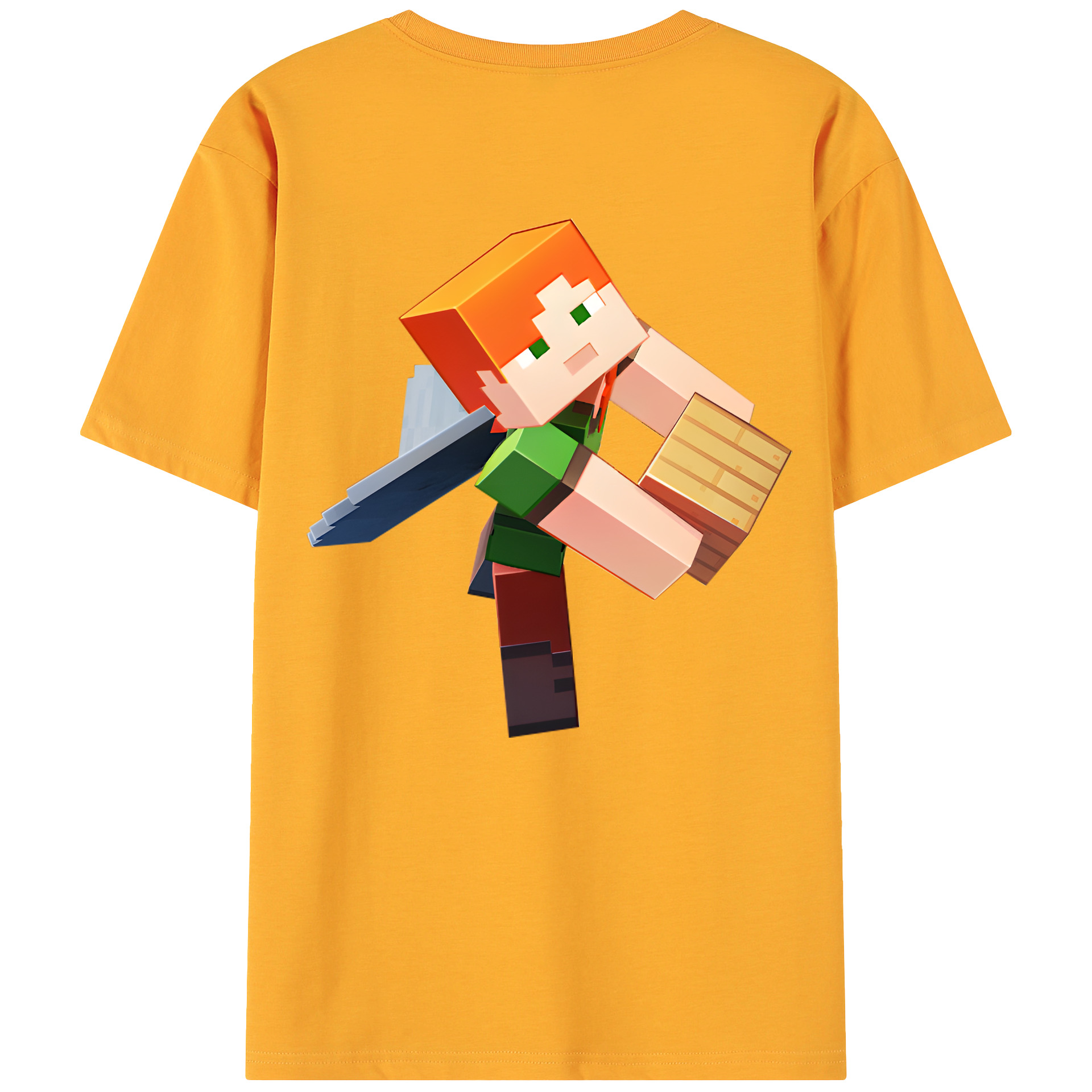 （画像用） マインクラフト ブロックの世界 Minecraft MC Block world 綿100％ メンズ半袖Tシャツ（バックプリント） 通気性