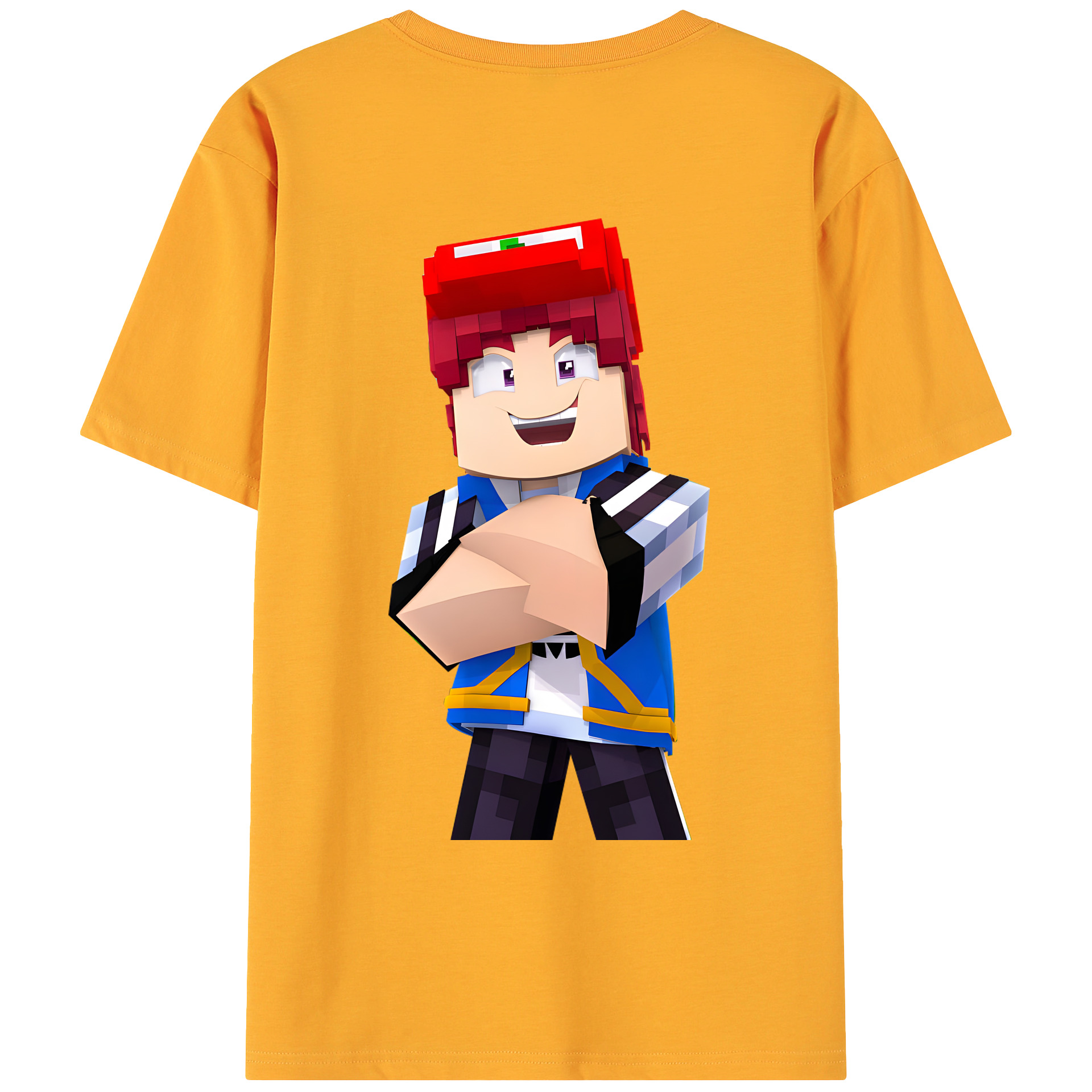 （画像用） マインクラフト ブロックの世界 Minecraft MC Block world 綿100％ メンズ半袖Tシャツ（バックプリント） 通気性
