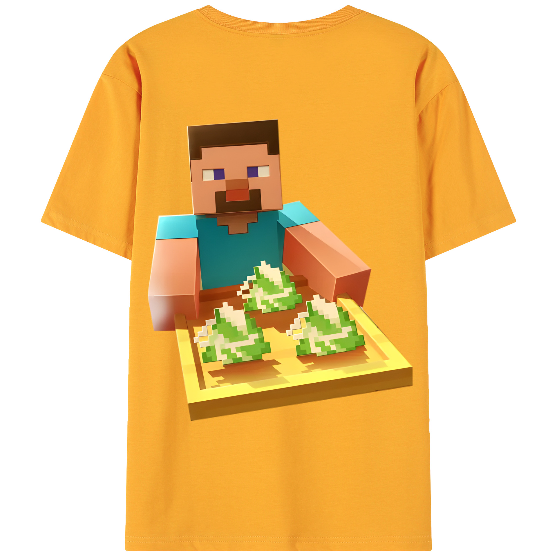 （画像用） マインクラフト ブロックの世界 Minecraft MC Block world 綿100％ メンズ半袖Tシャツ（バックプリント） 通気性