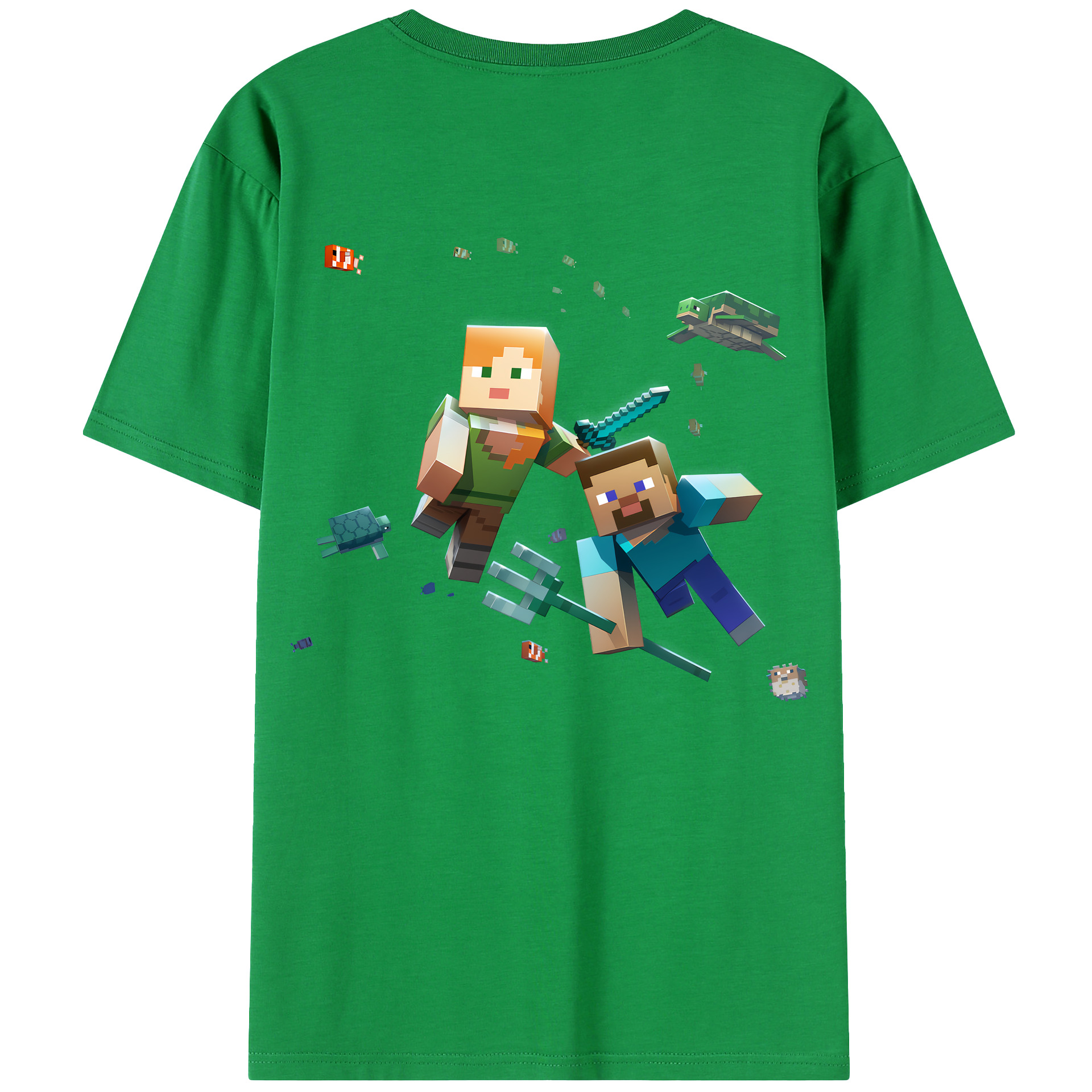 （画像用） マインクラフト ブロックの世界 Minecraft MC Block world 綿100％ メンズ半袖Tシャツ（バックプリント） 通気性