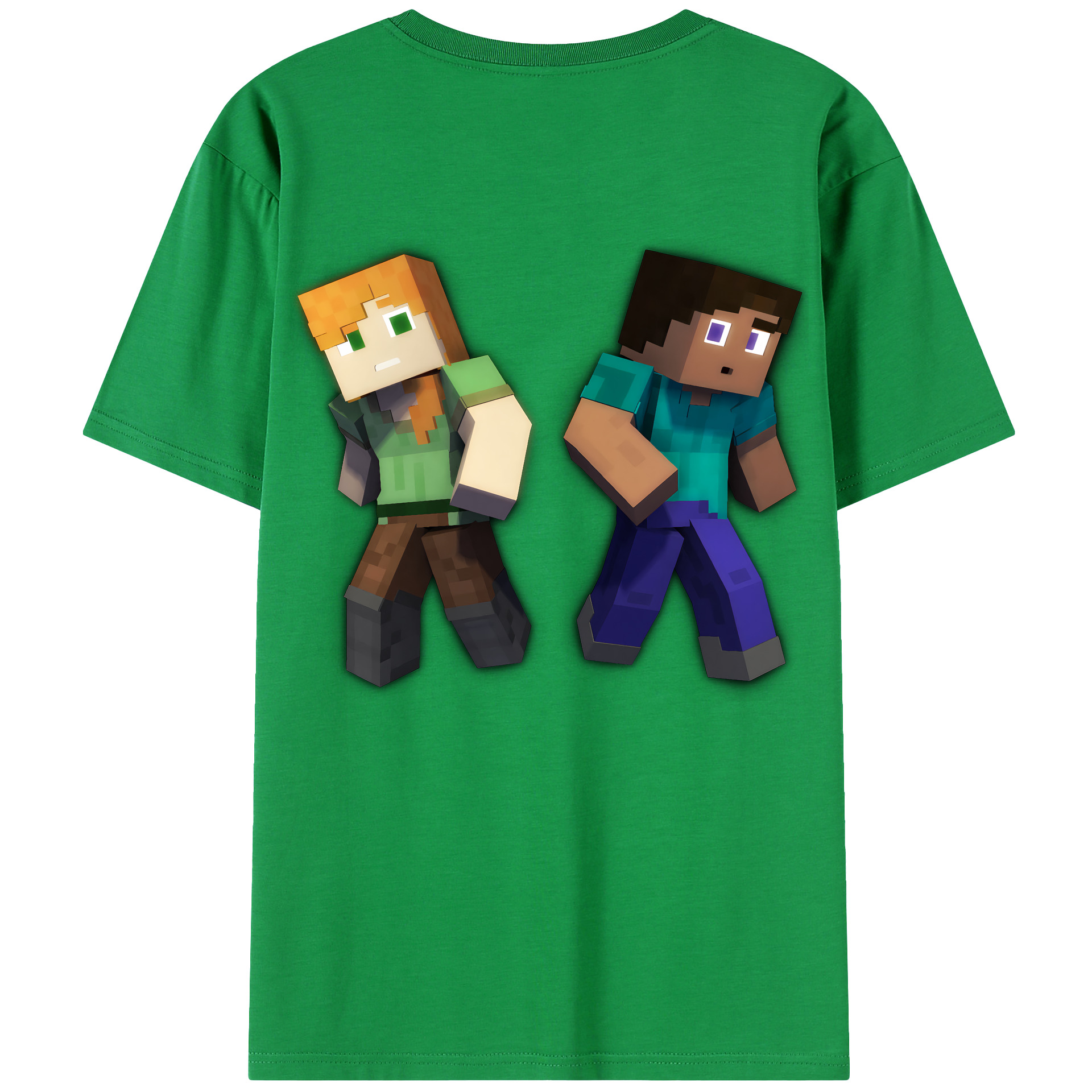 （画像用） マインクラフト ブロックの世界 Minecraft MC Block world 綿100％ メンズ半袖Tシャツ（バックプリント） 通気性