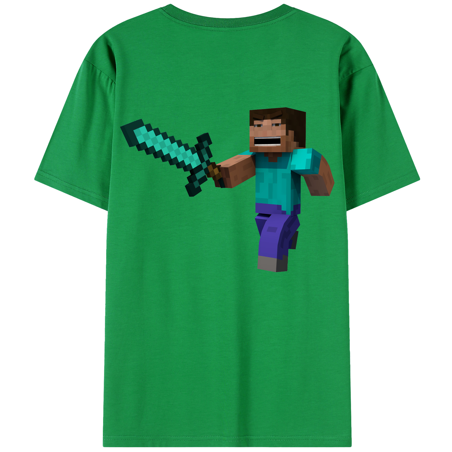 （画像用） マインクラフト ブロックの世界 Minecraft MC Block world 綿100％ メンズ半袖Tシャツ（バックプリント） 通気性
