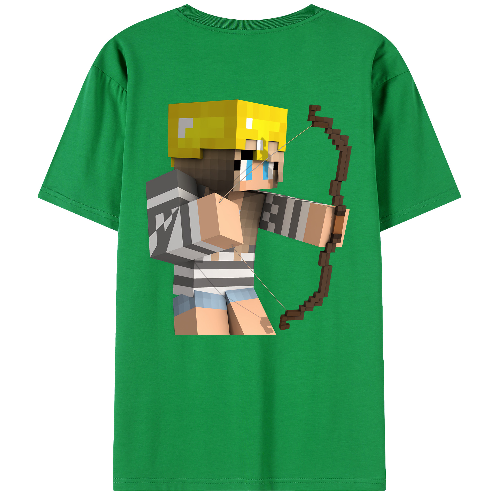 （画像用） マインクラフト ブロックの世界 Minecraft MC Block world 綿100％ メンズ半袖Tシャツ（バックプリント） 通気性