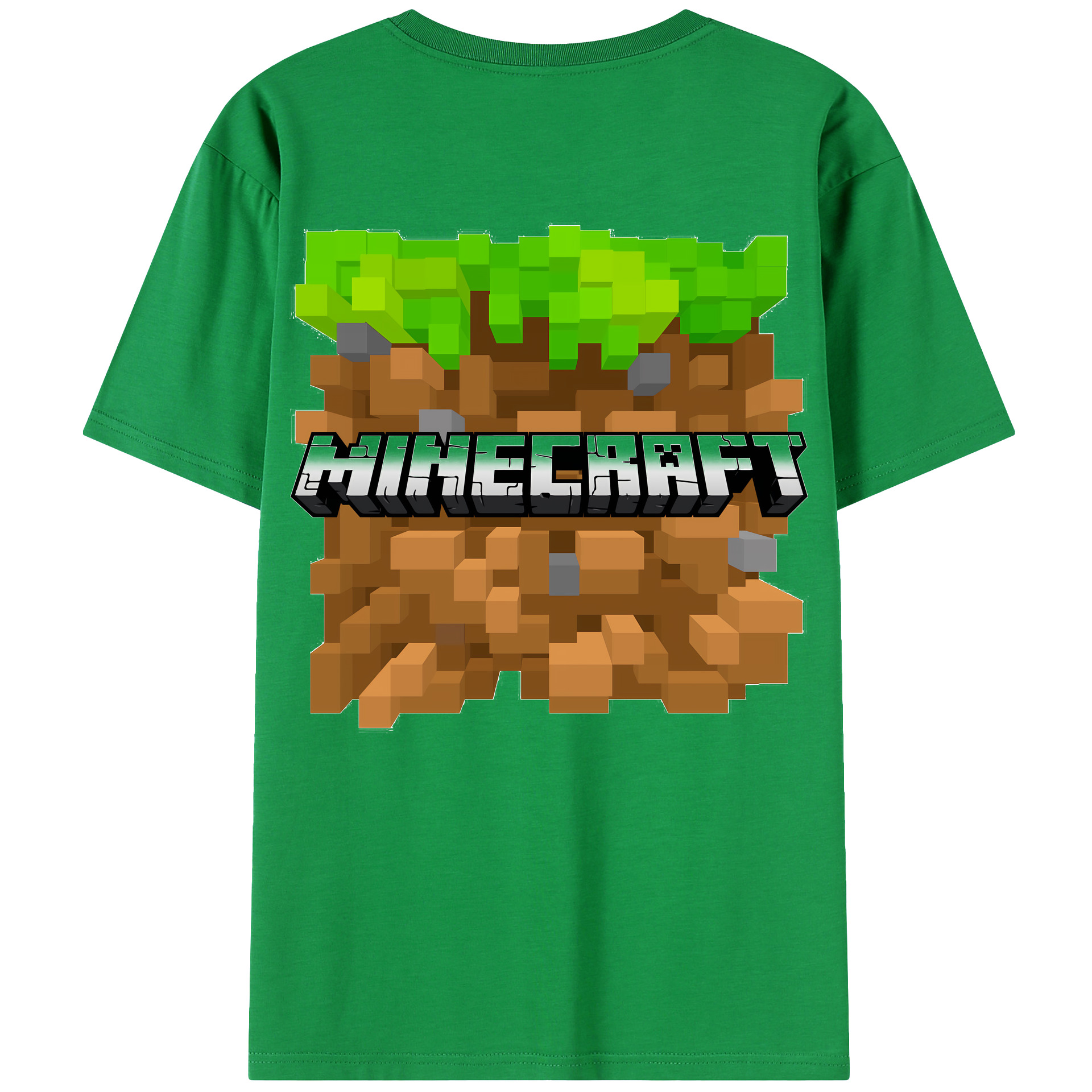 （画像用） マインクラフト ブロックの世界 Minecraft MC Block world 綿100％ メンズ半袖Tシャツ（バックプリント） 通気性
