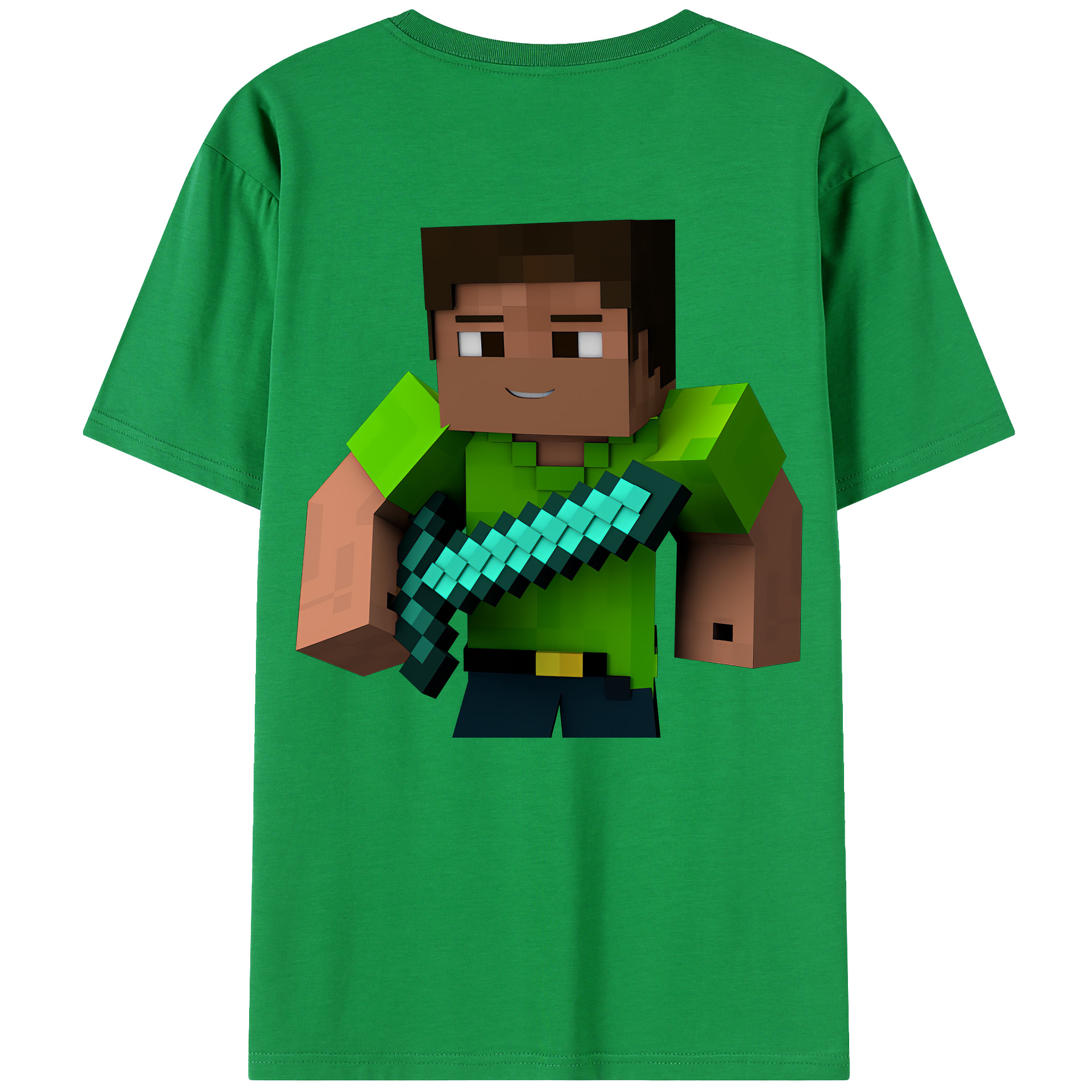 （画像用） マインクラフト ブロックの世界 Minecraft MC Block world 綿100％ メンズ半袖Tシャツ（バックプリント） 通気性