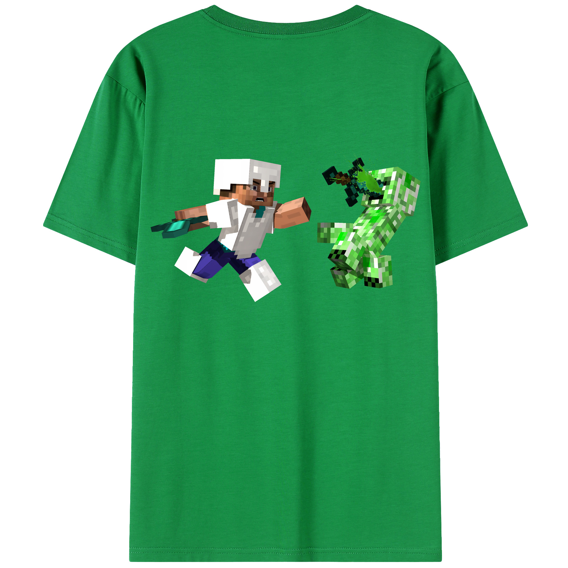 （画像用） マインクラフト ブロックの世界 Minecraft MC Block world 綿100％ メンズ半袖Tシャツ（バックプリント） 通気性