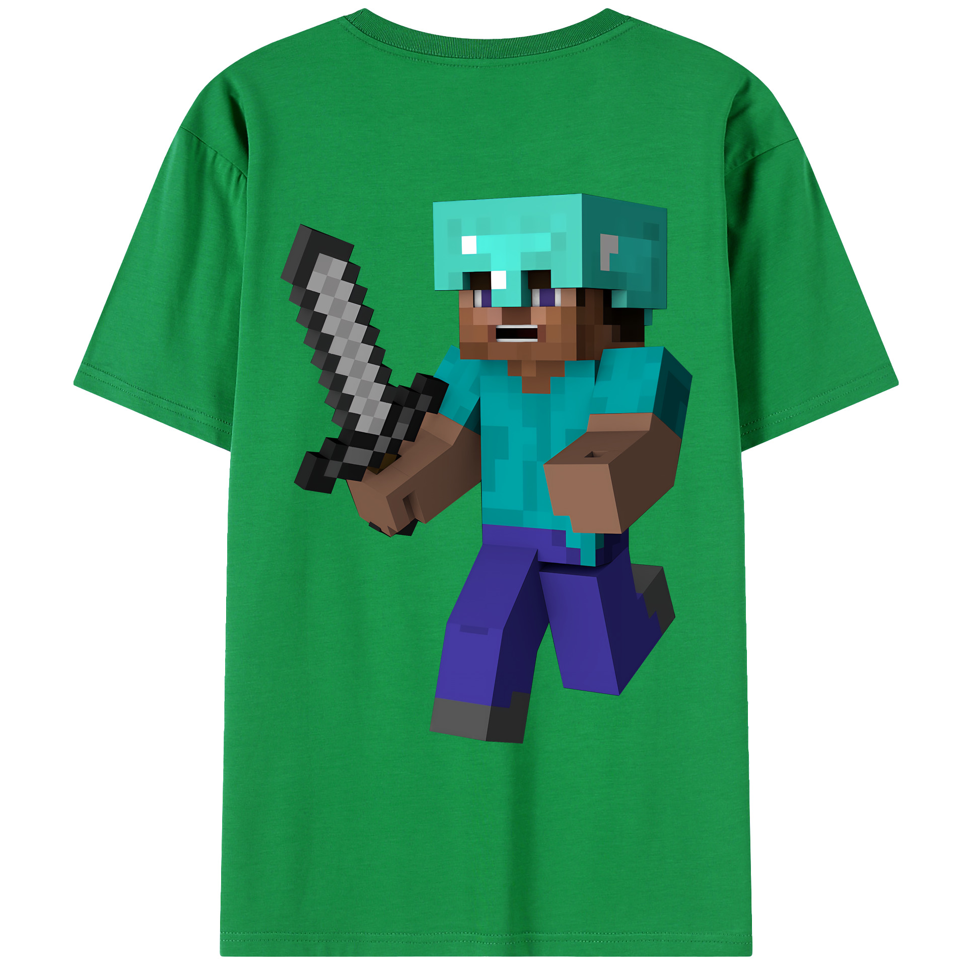 （画像用） マインクラフト ブロックの世界 Minecraft MC Block world 綿100％ メンズ半袖Tシャツ（バックプリント） 通気性