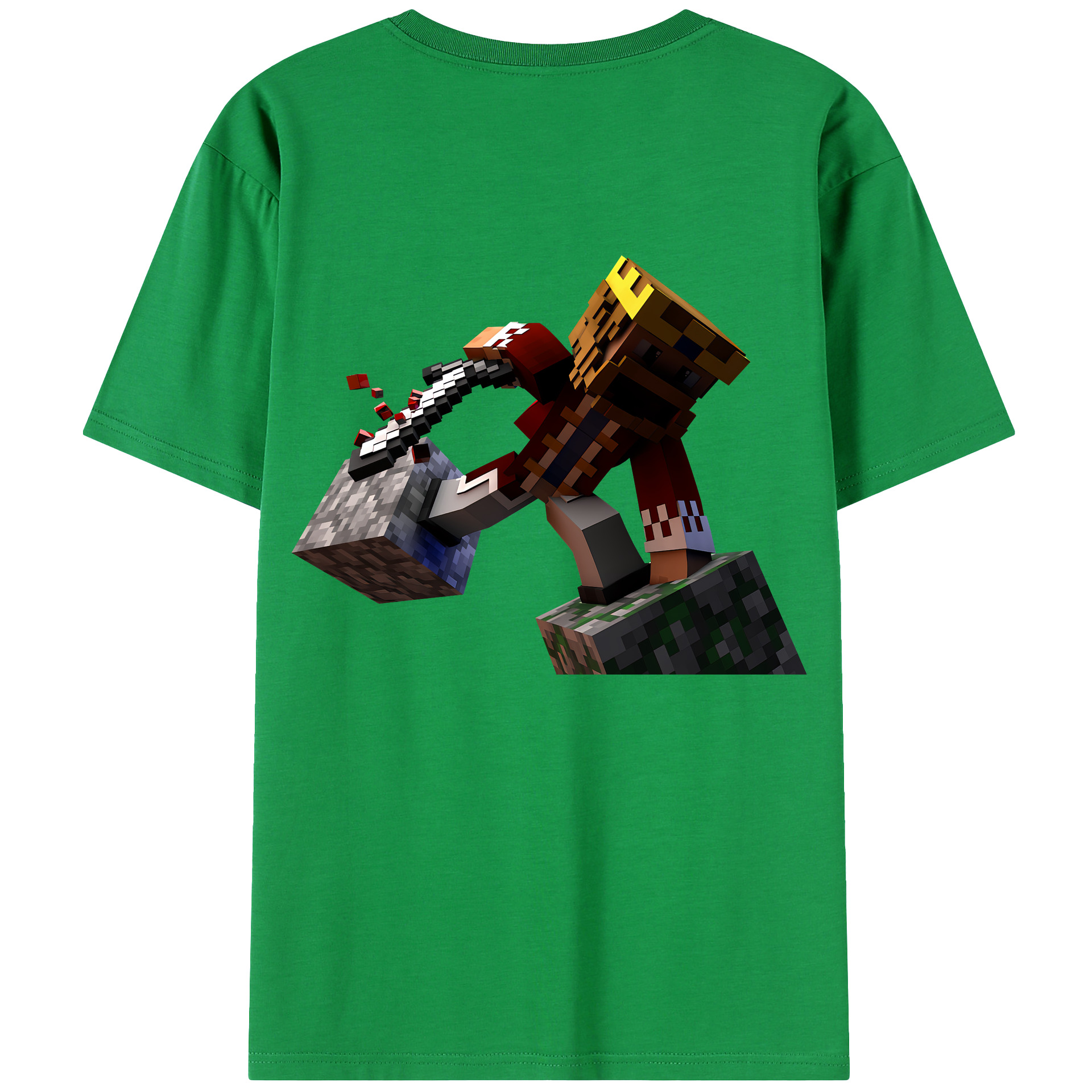 （画像用） マインクラフト ブロックの世界 Minecraft MC Block world 綿100％ メンズ半袖Tシャツ（バックプリント） 通気性