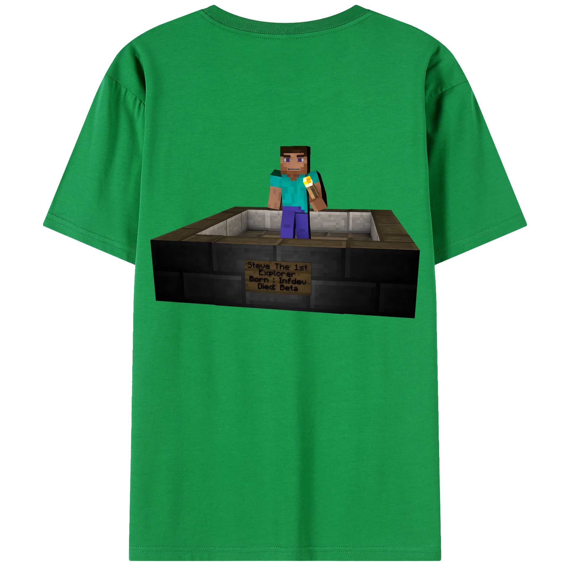 （画像用） マインクラフト ブロックの世界 Minecraft MC Block world 綿100％ メンズ半袖Tシャツ（バックプリント） 通気性