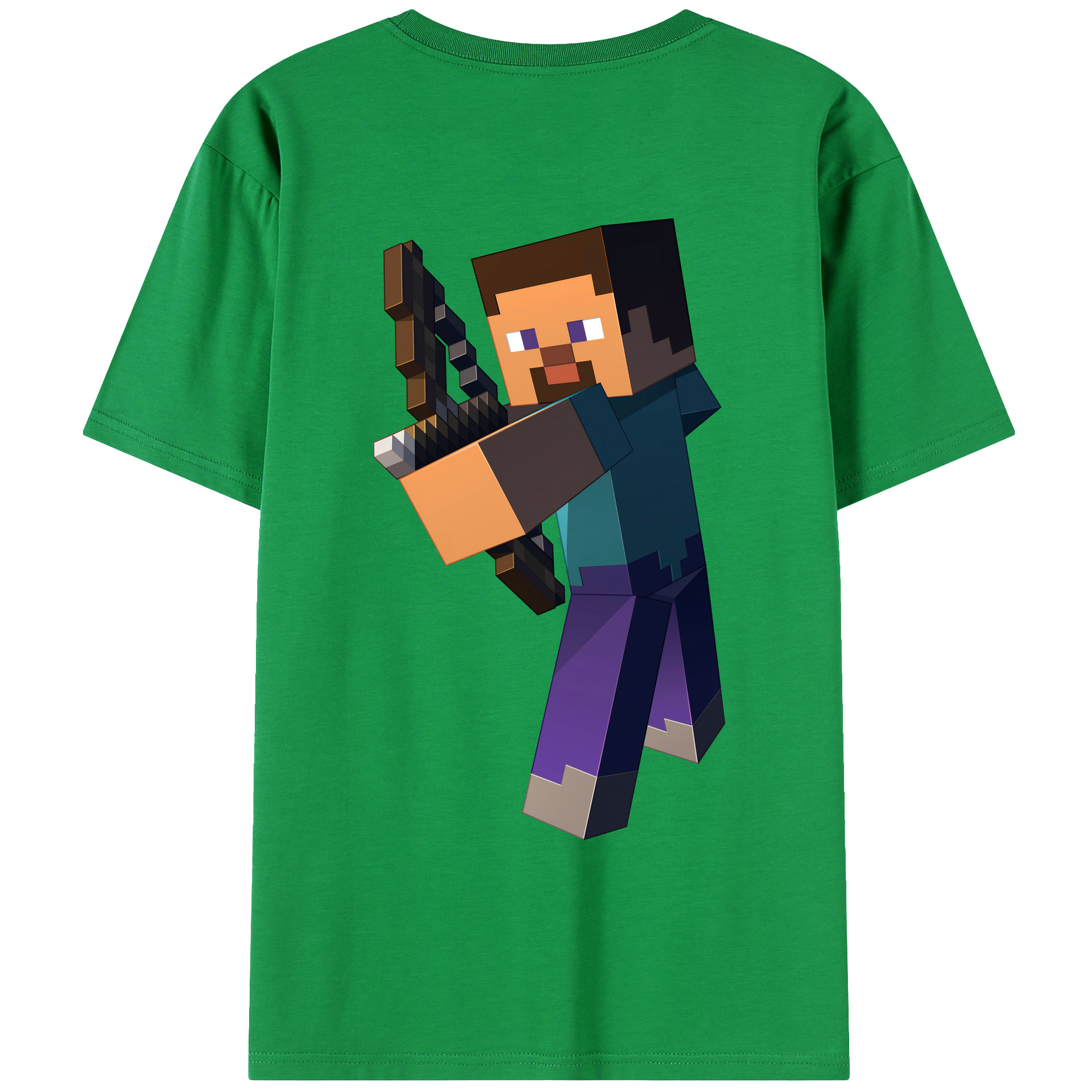 （画像用） マインクラフト ブロックの世界 Minecraft MC Block world 綿100％ メンズ半袖Tシャツ（バックプリント） 通気性
