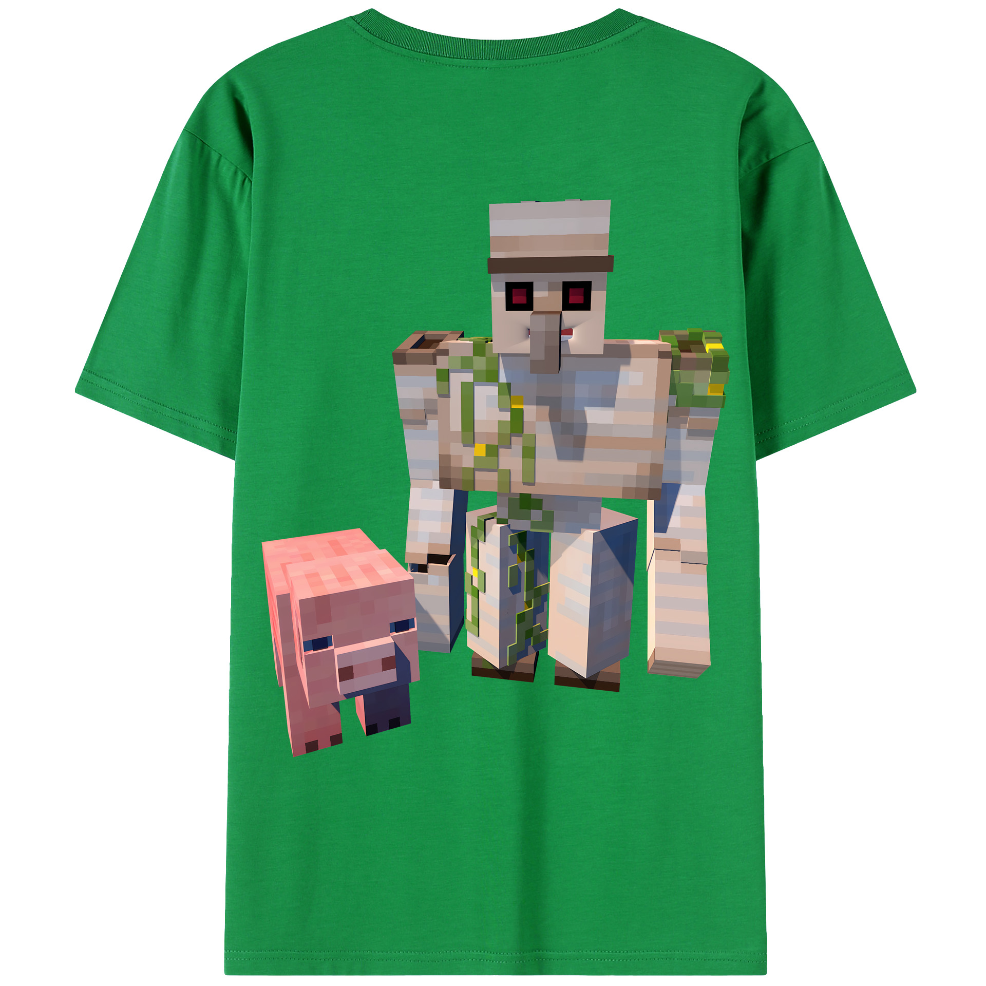 （画像用） マインクラフト ブロックの世界 Minecraft MC Block world 綿100％ メンズ半袖Tシャツ（バックプリント） 通気性