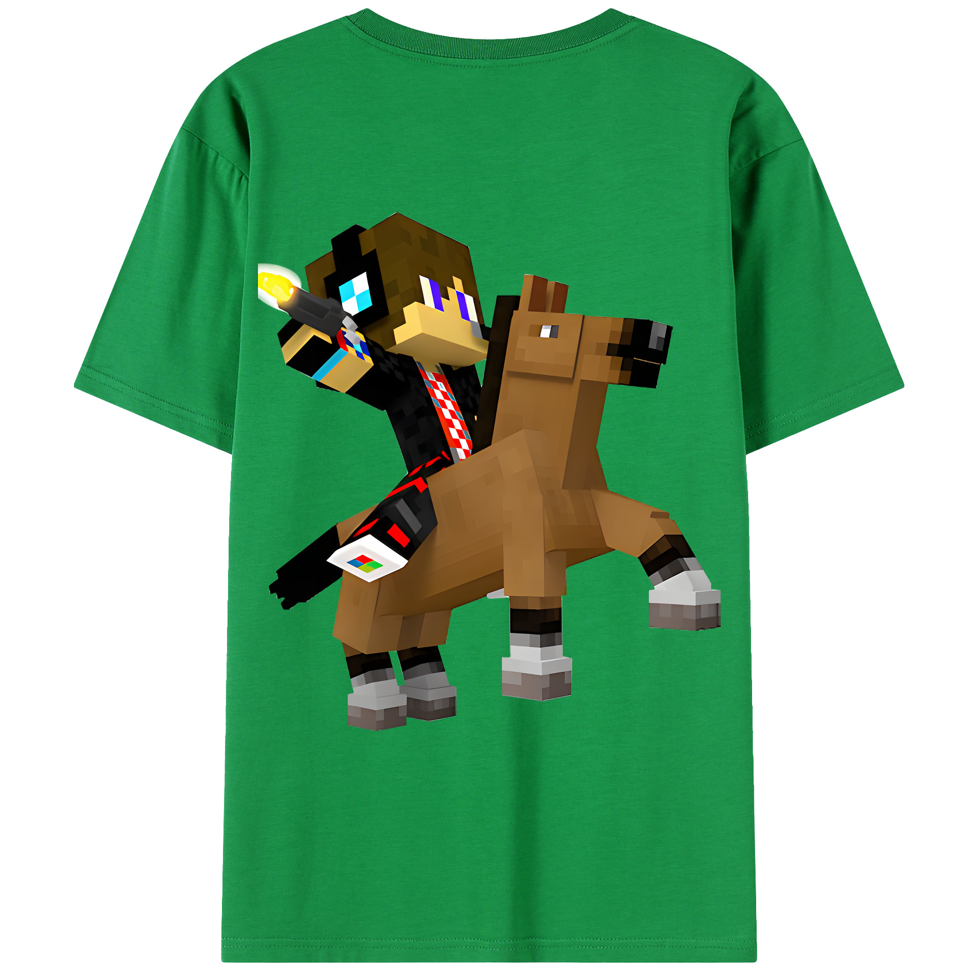 （画像用） マインクラフト ブロックの世界 Minecraft MC Block world 綿100％ メンズ半袖Tシャツ（バックプリント） 通気性
